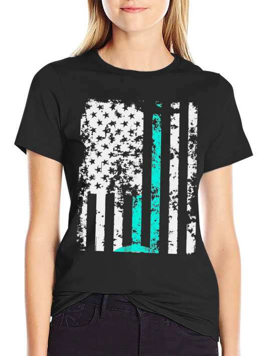 Distressed American Flag Thin Blue Line T-Shirt