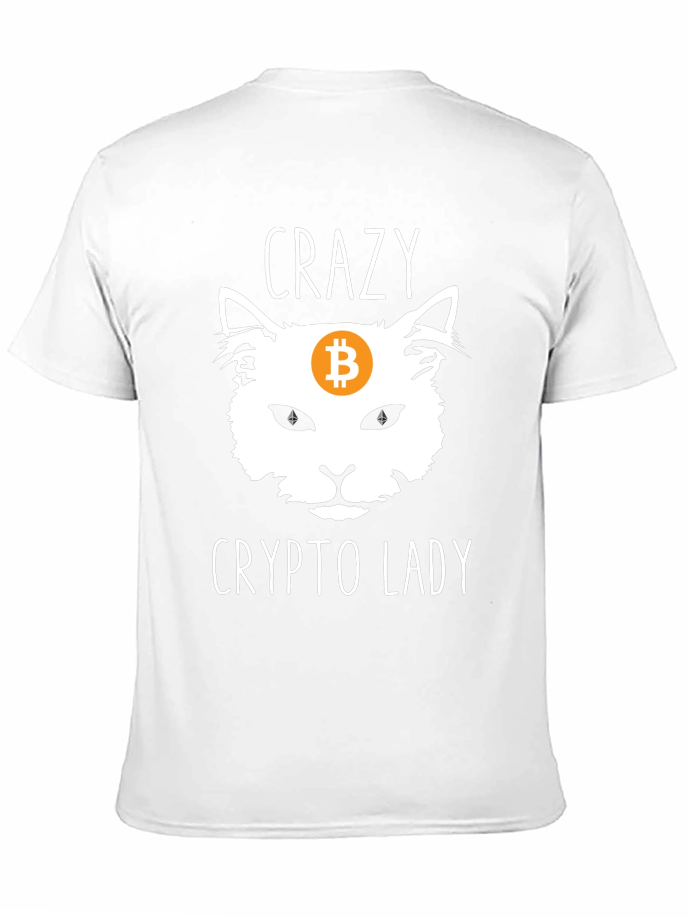 Crazy Crypto Lady T-Shirt - Bitcoin Cat Design