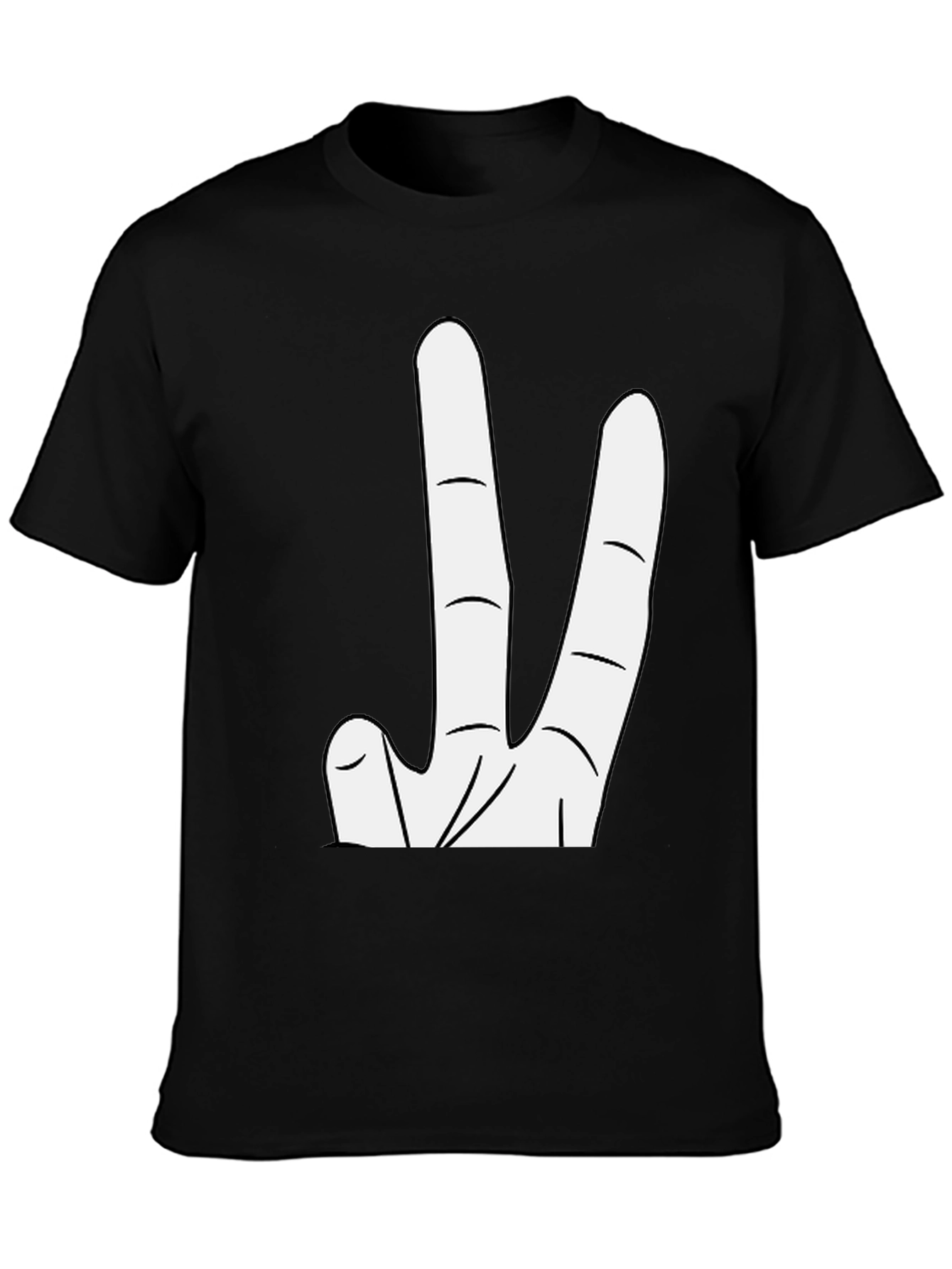 Novelty Three Finger Graphic Tee - Black