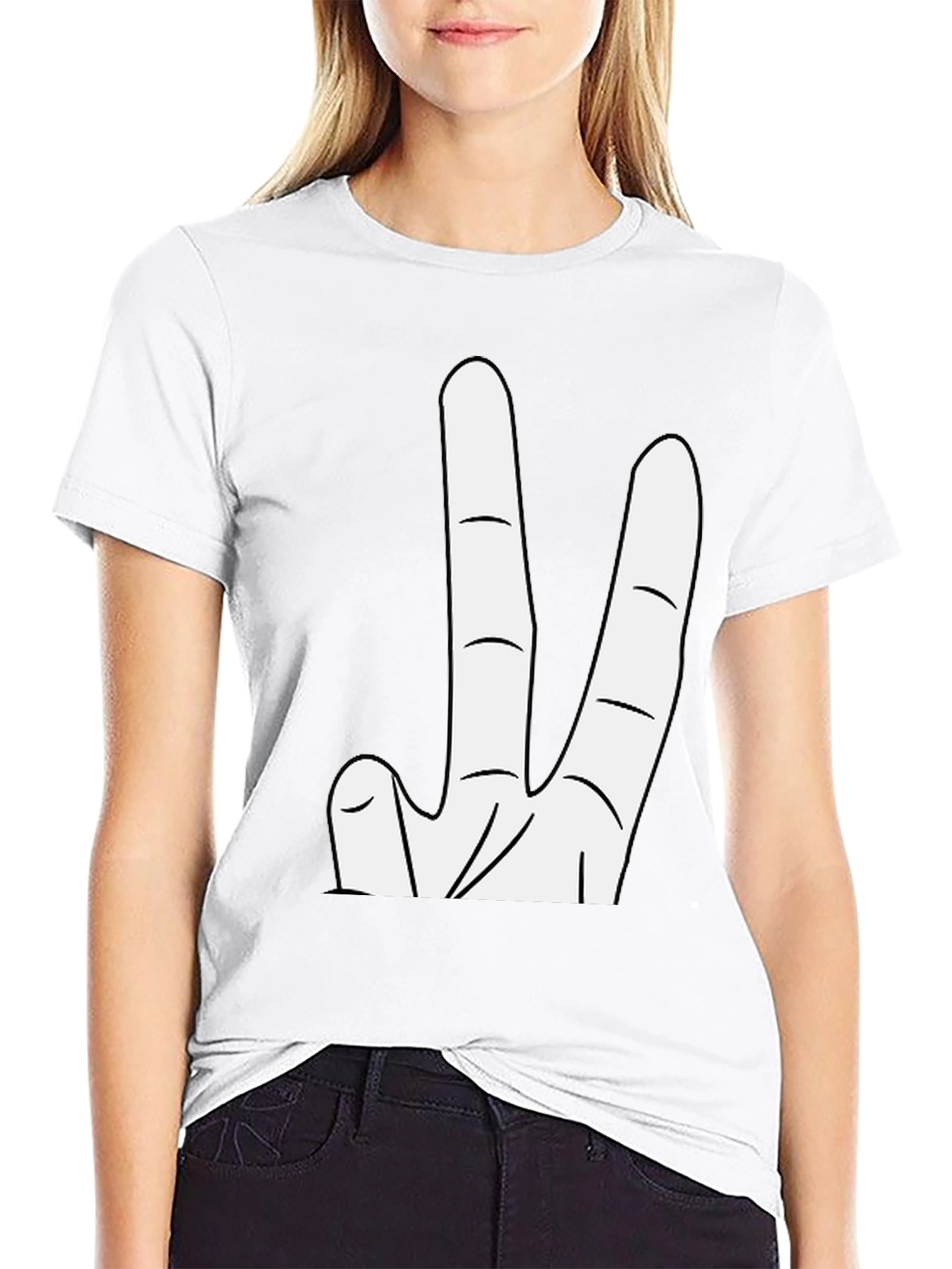 Novelty Three Finger Graphic Tee - Black