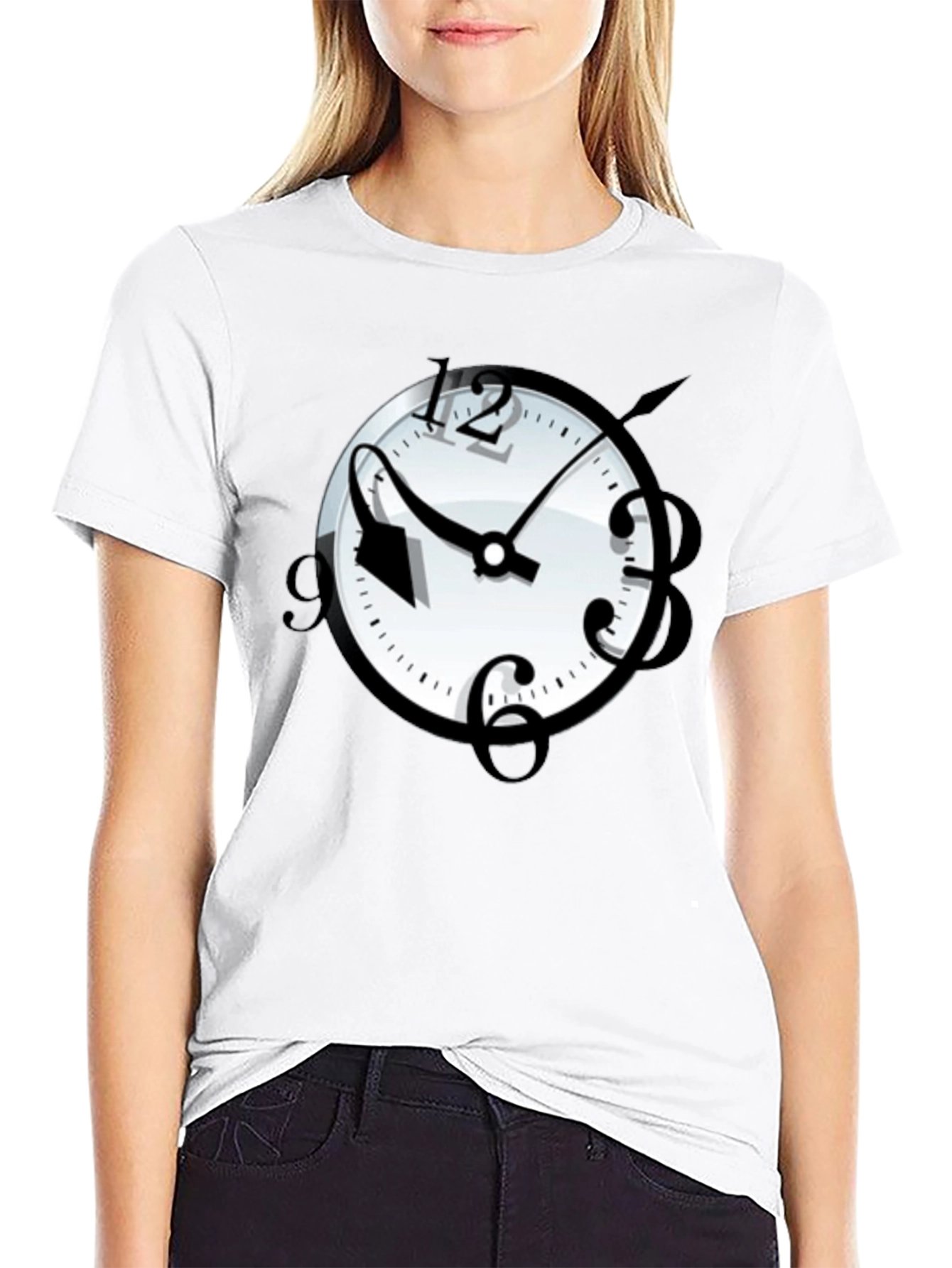Surreal Time T-Shirt - Stylish Black Graphic Tee