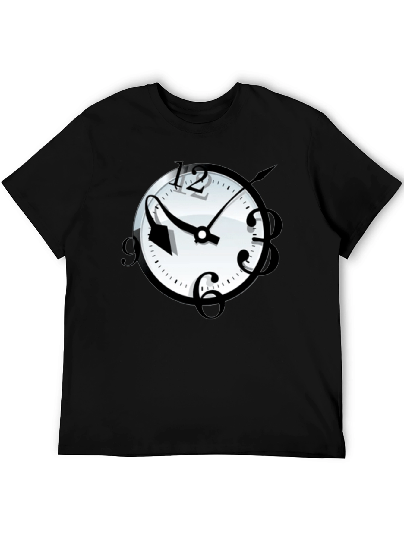 Surreal Time T-Shirt - Stylish Black Graphic Tee