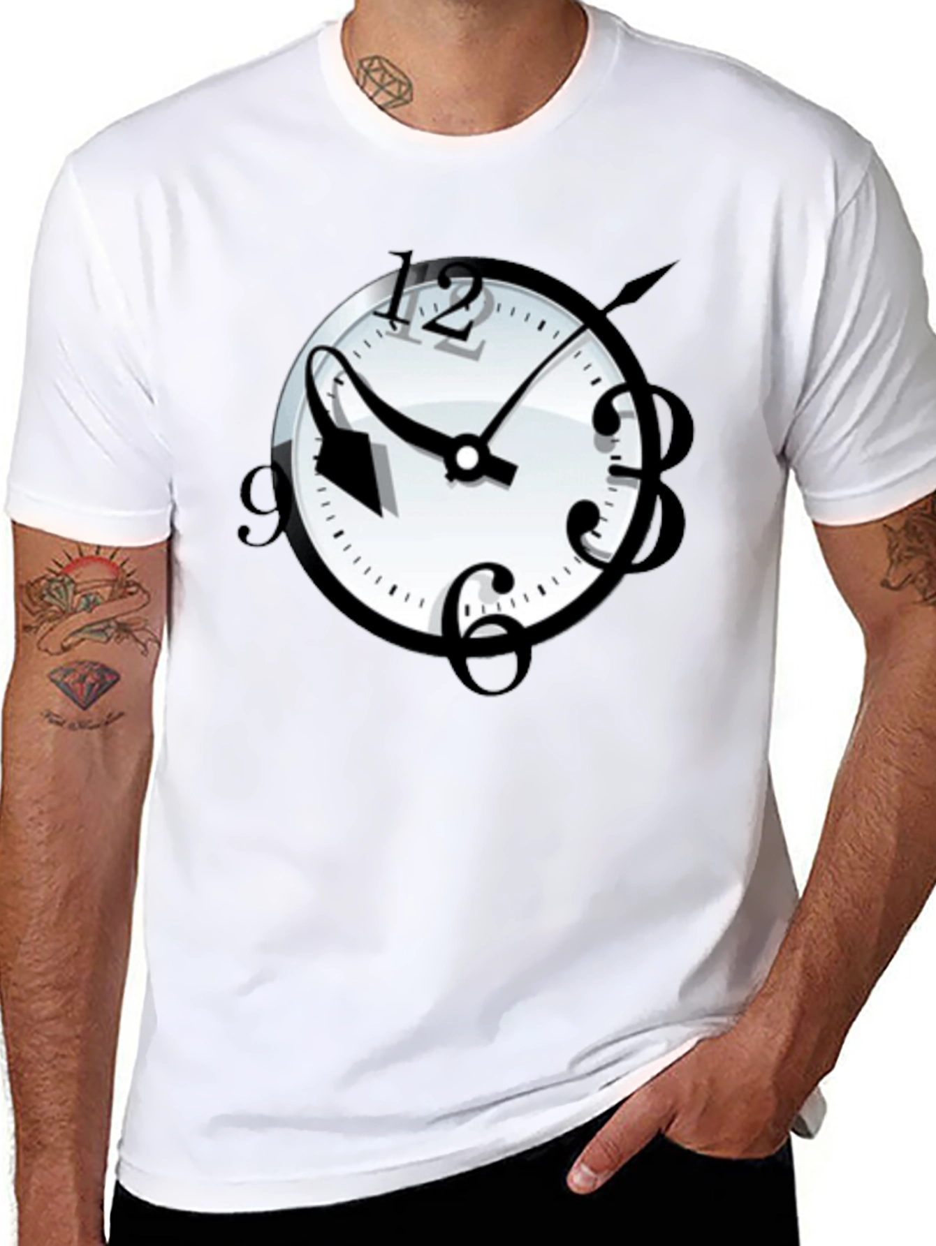 Surreal Time T-Shirt - Stylish Black Graphic Tee