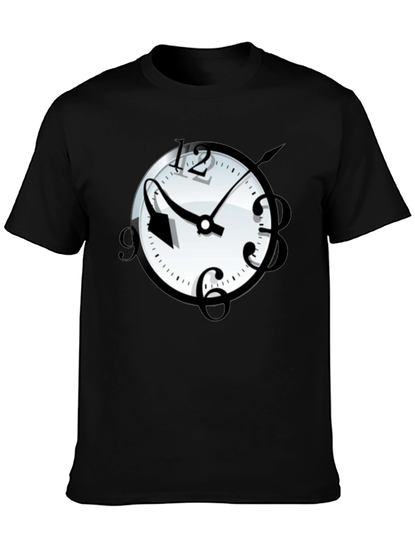 Surreal Time T-Shirt - Stylish Black Graphic Tee