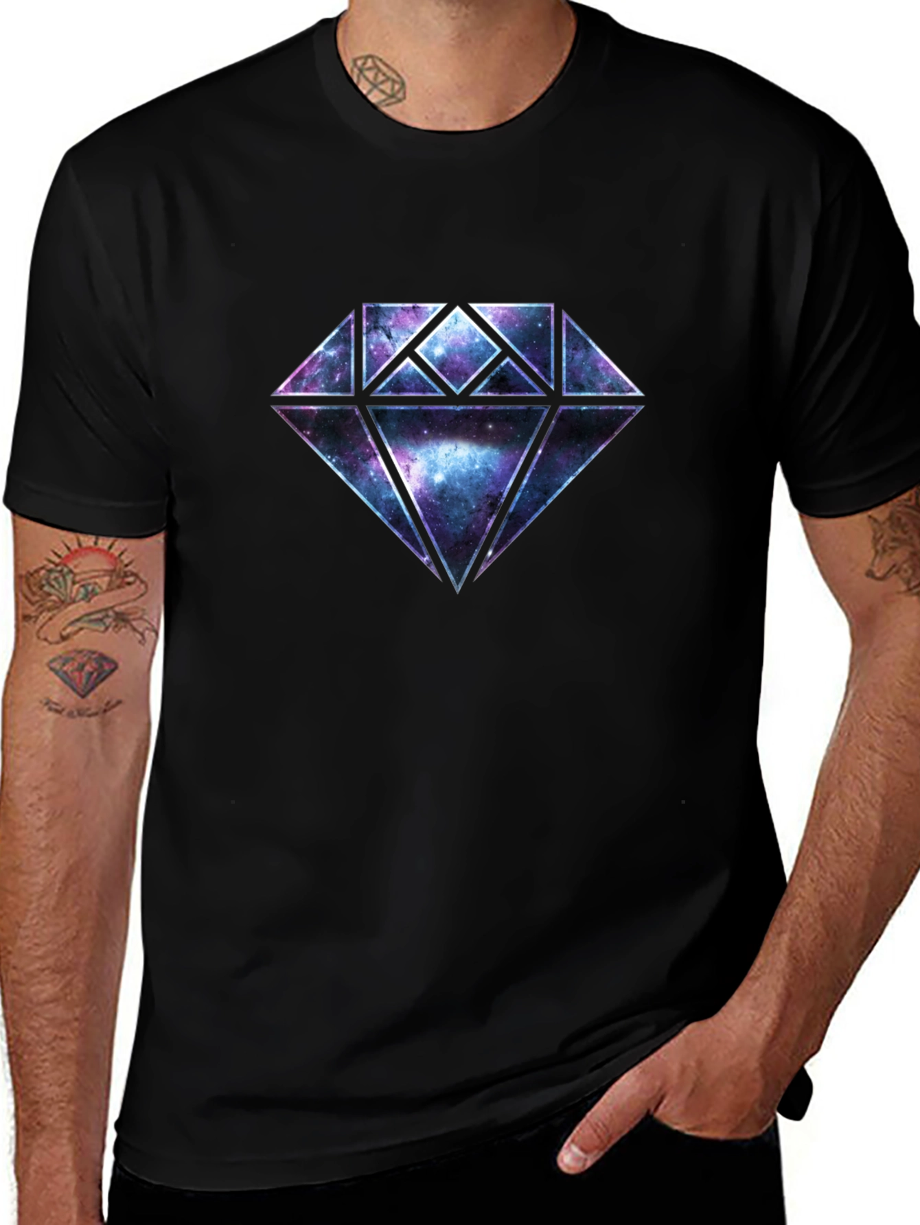 Galaxy Diamond Graphic Black T-Shirt
