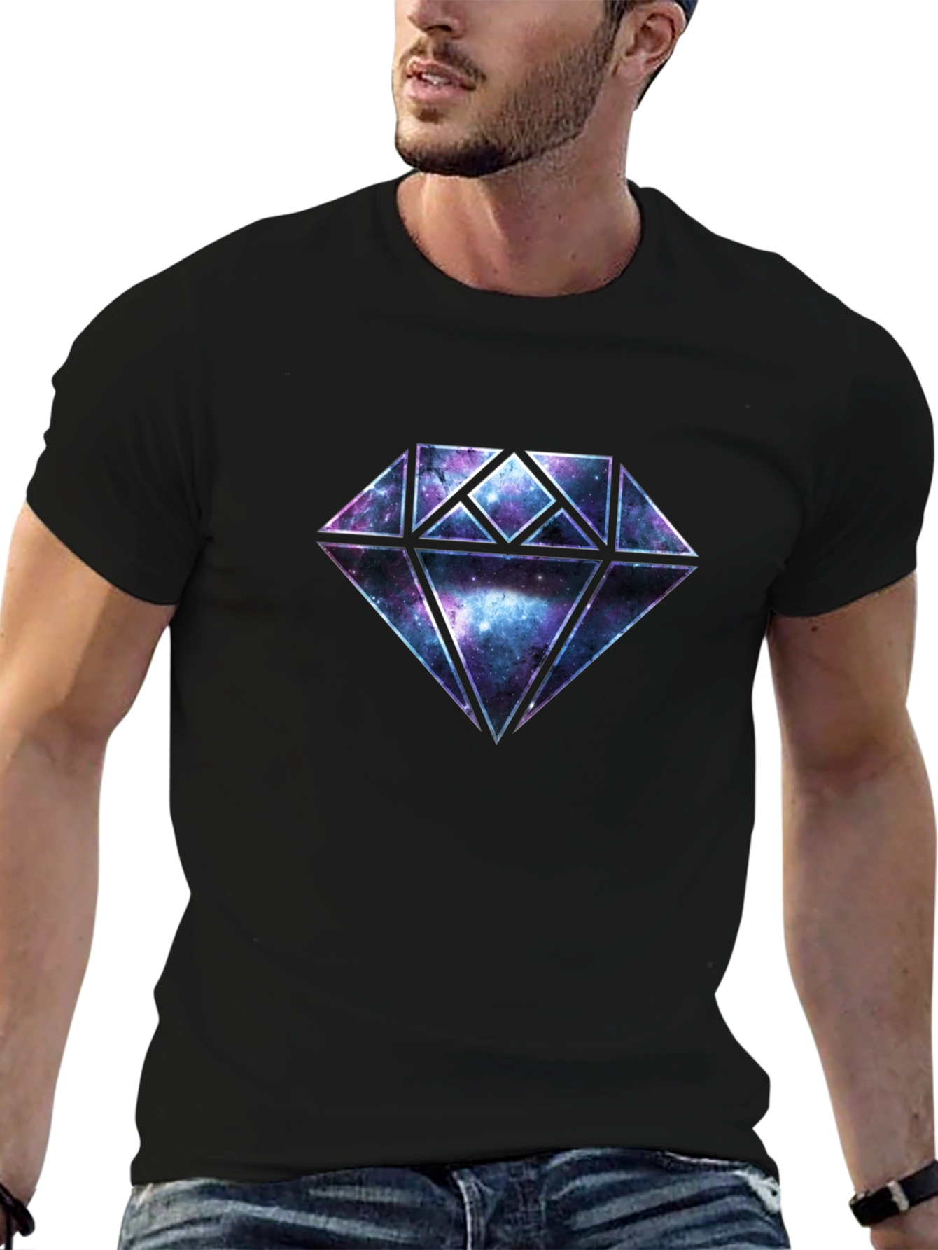 Galaxy Diamond Graphic Black T-Shirt