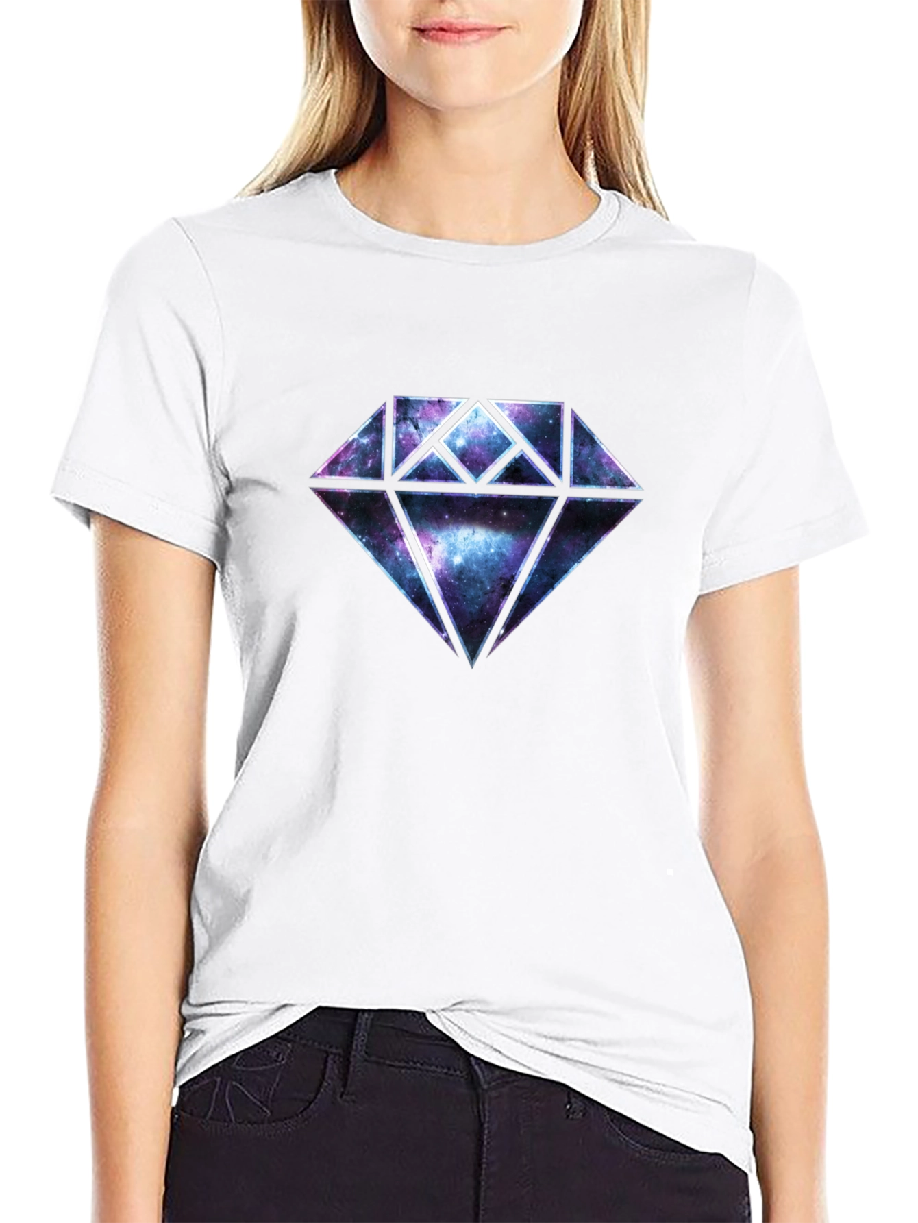 Galaxy Diamond Graphic Black T-Shirt