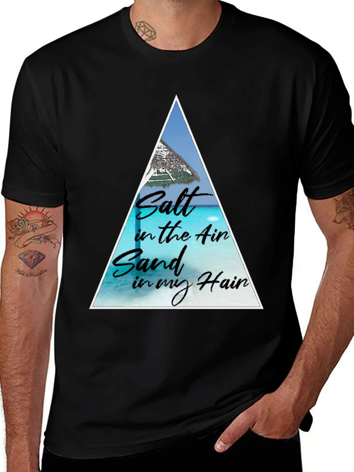 Salt Air Sand Hair Black Graphic Tee