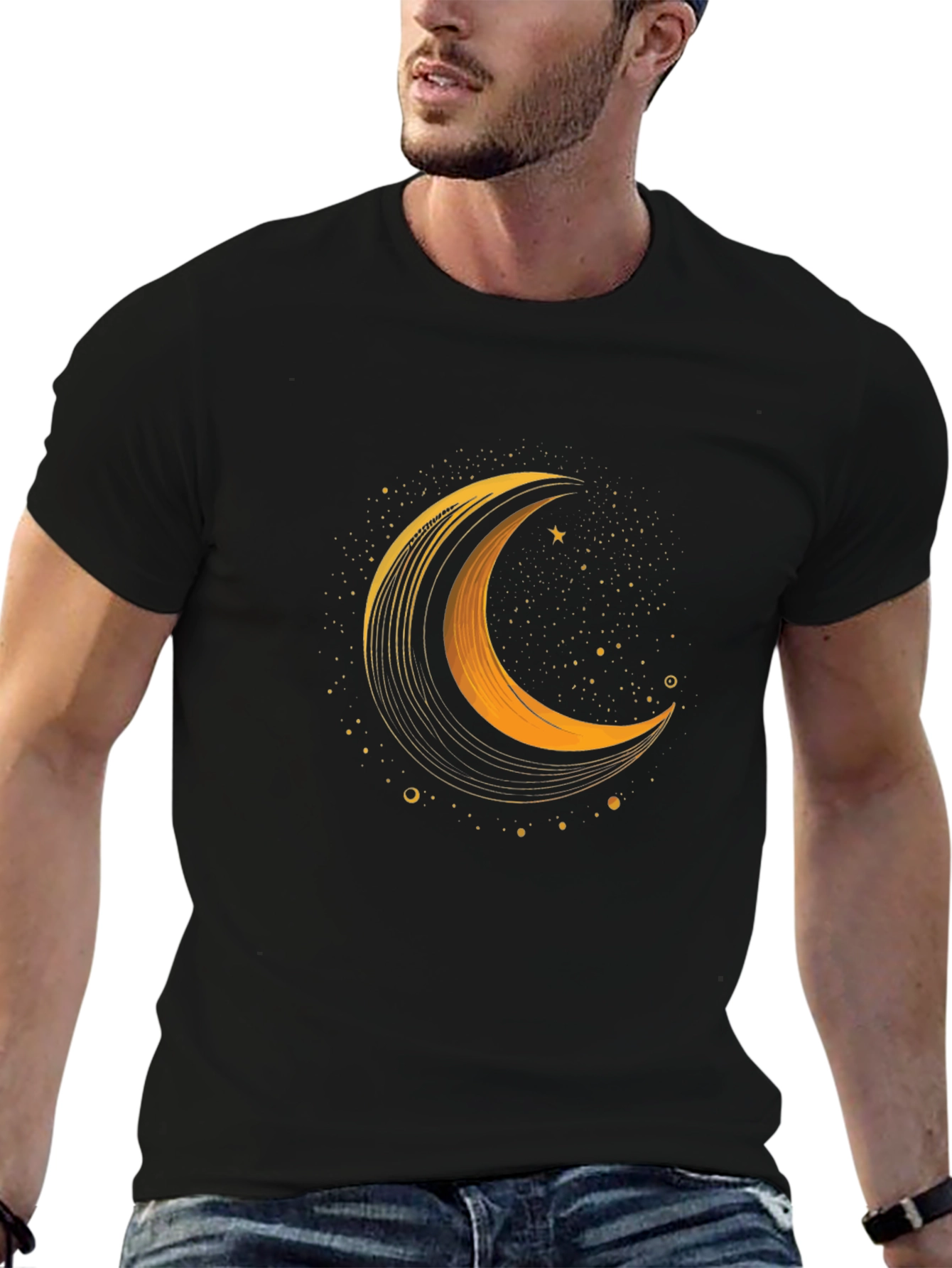 Celestial Crescent Moon Graphic Tee