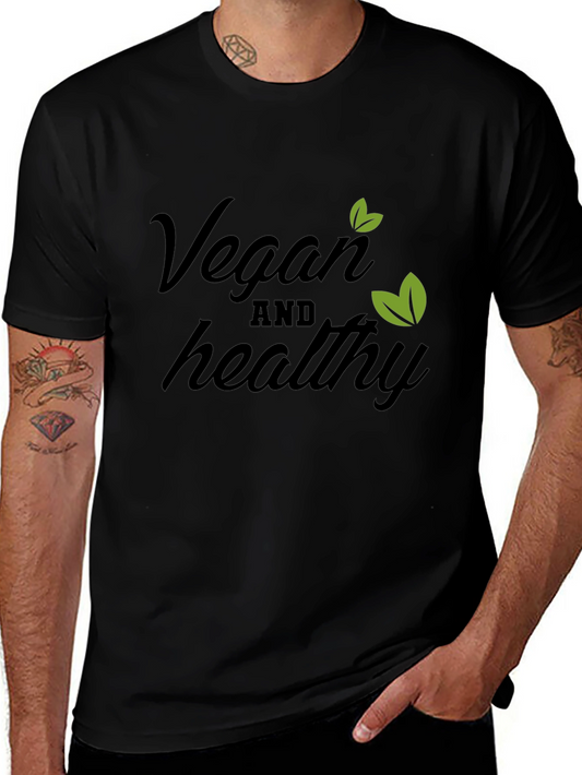 Vegan & Healthy T-Shirt - Black Cotton Blend Tee