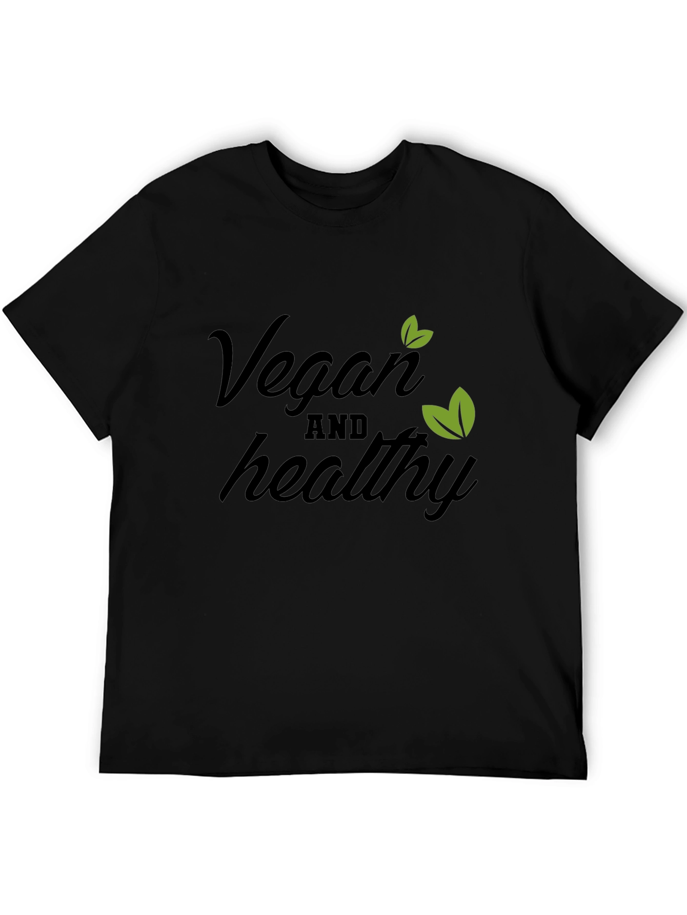 Vegan & Healthy T-Shirt - Black Cotton Blend Tee