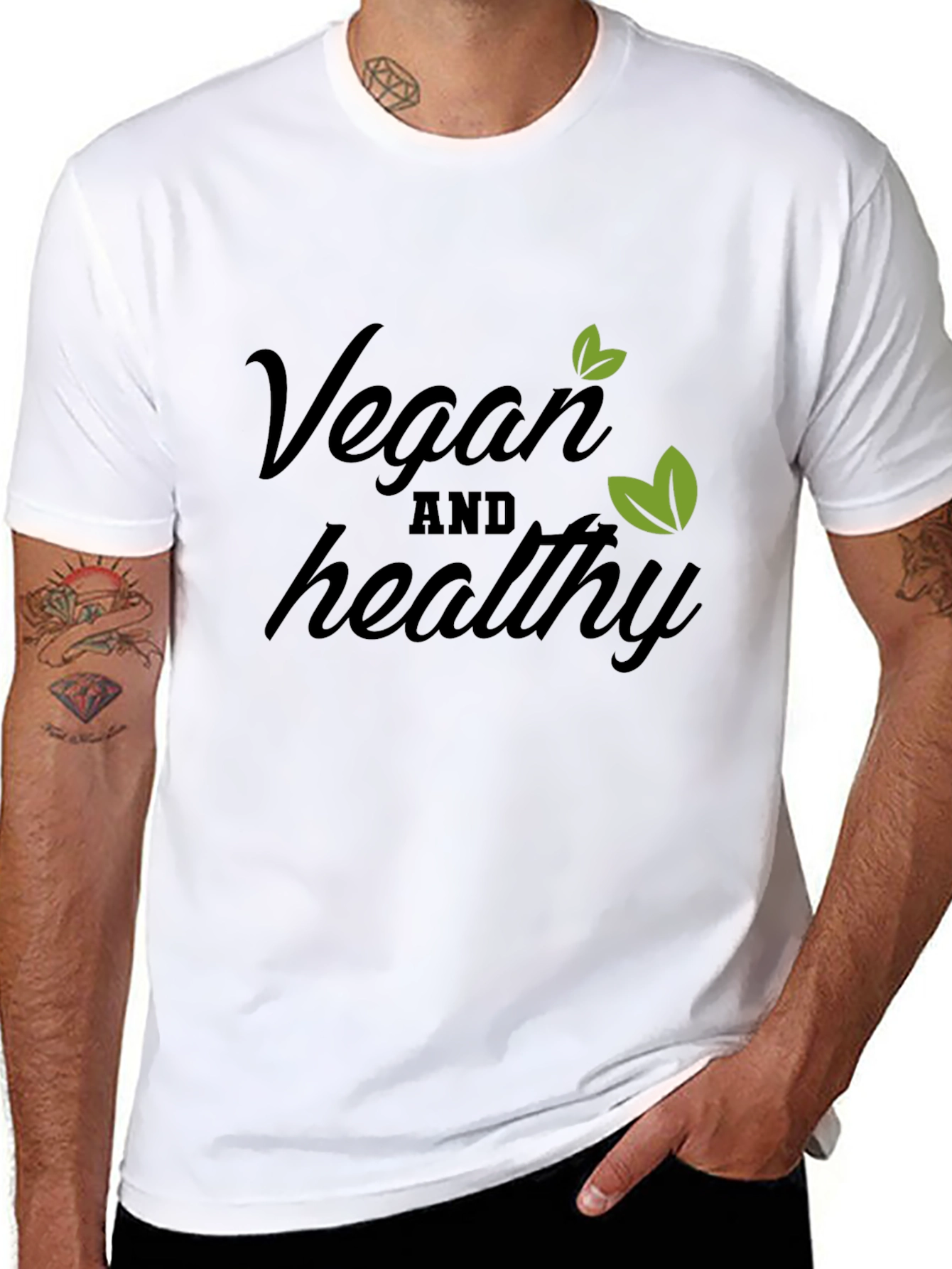 Vegan & Healthy T-Shirt - Black Cotton Blend Tee