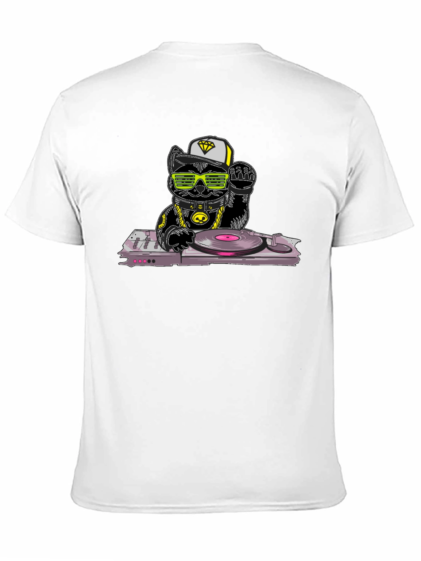 DJ Cat Graphic T-Shirt - Cool Kitten Turntable Design