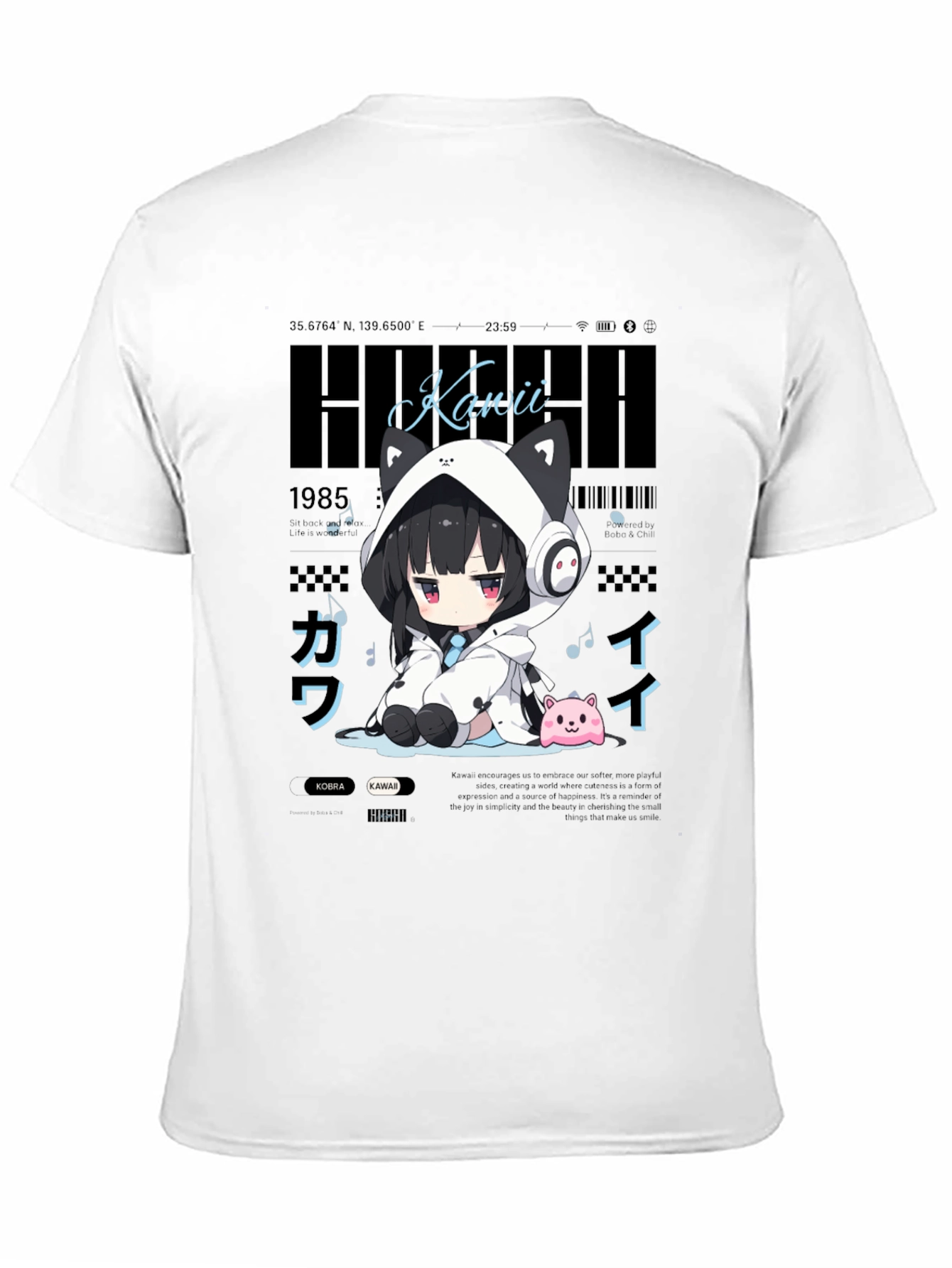 Kawaii Anime Style Black T-Shirt