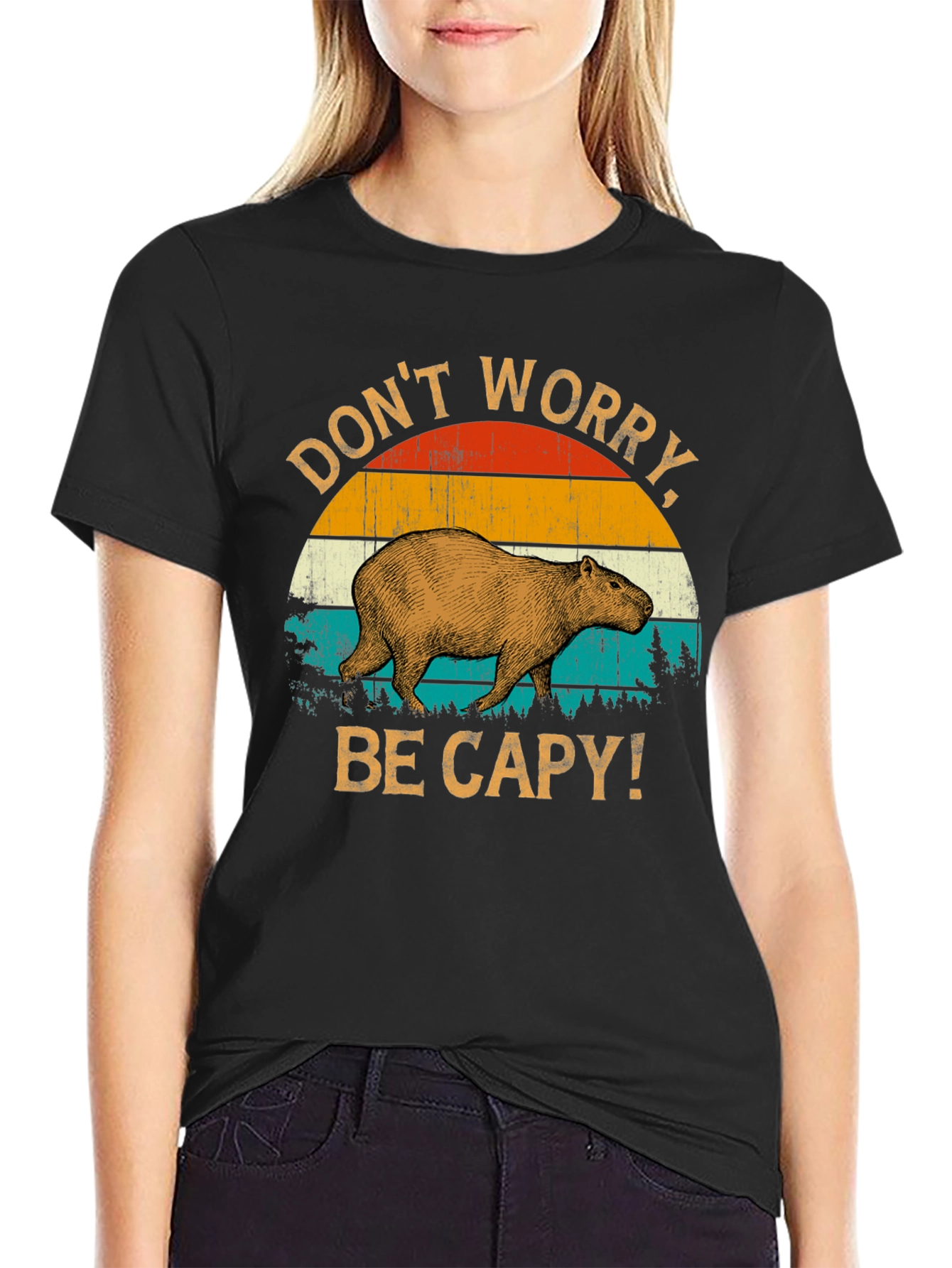 Dont Worry Be Capy T-Shirt - Retro Style