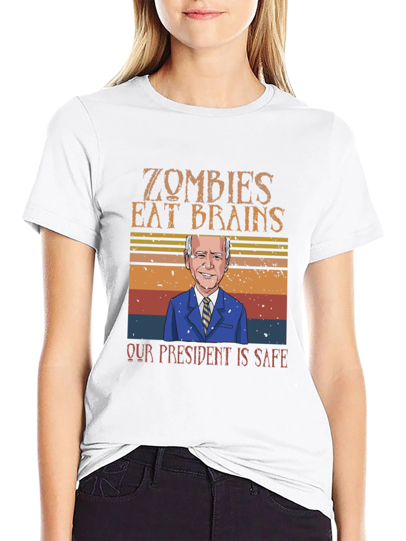 Zombies Eat Brains - Our President Is Safe T-Shirt