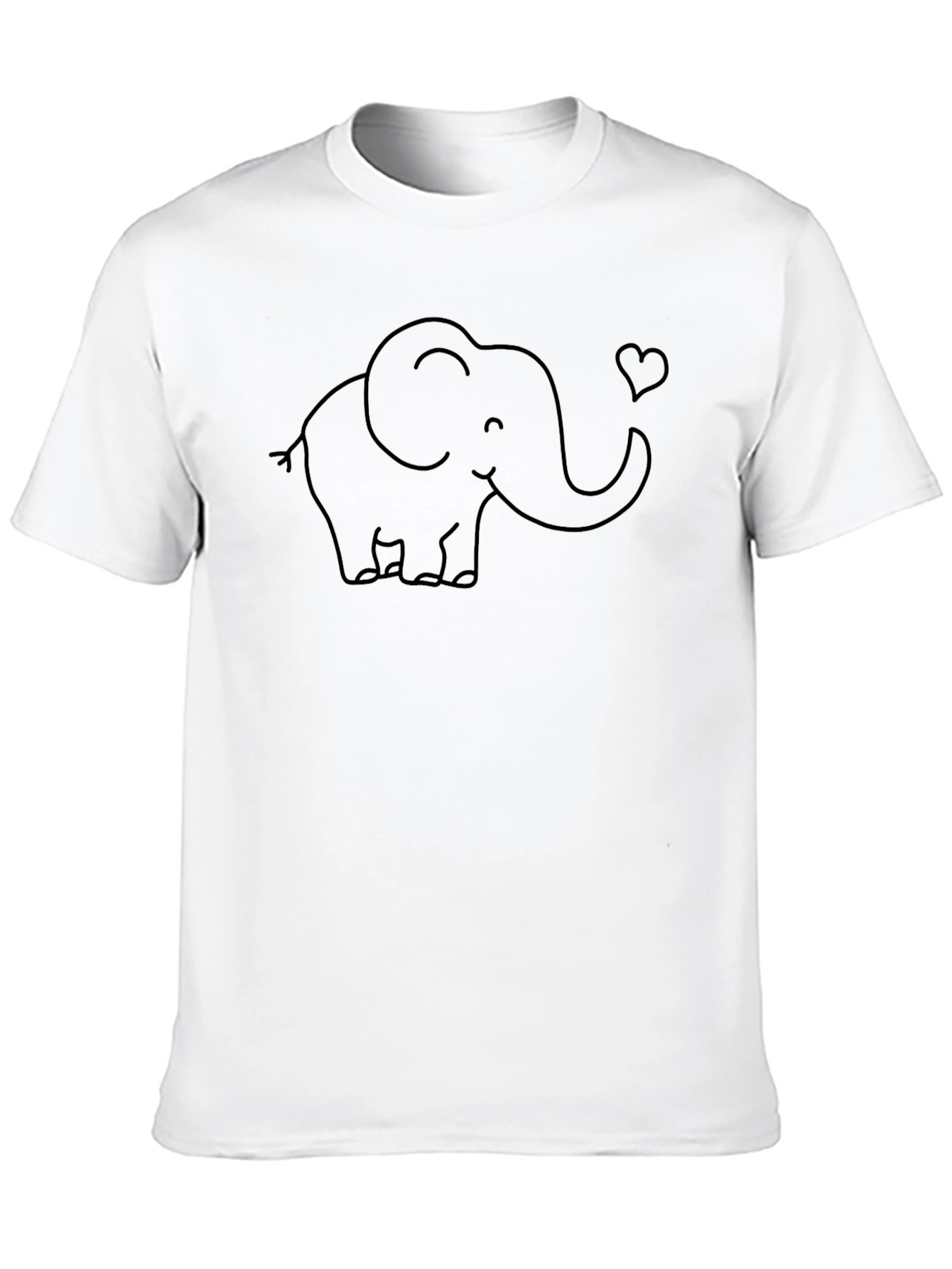Cute Elephant Heart Graphic Black T-Shirt