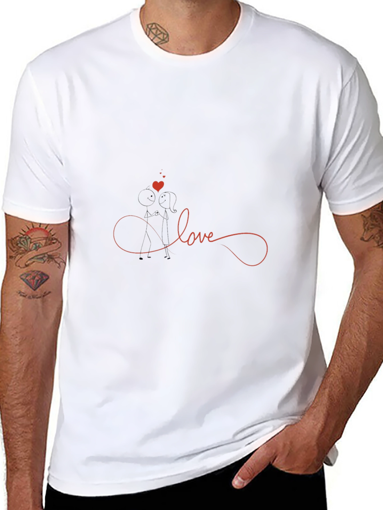 Love Infinity Heart T-Shirt - Black Casual Tee