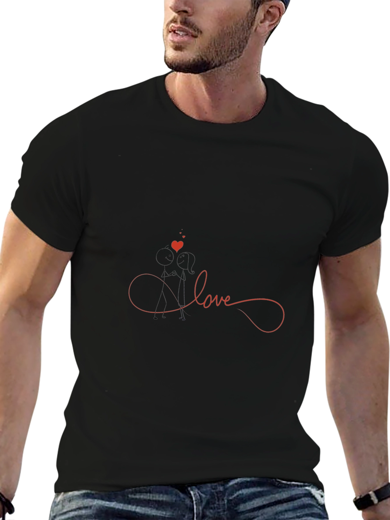 Love Infinity Heart T-Shirt - Black Casual Tee