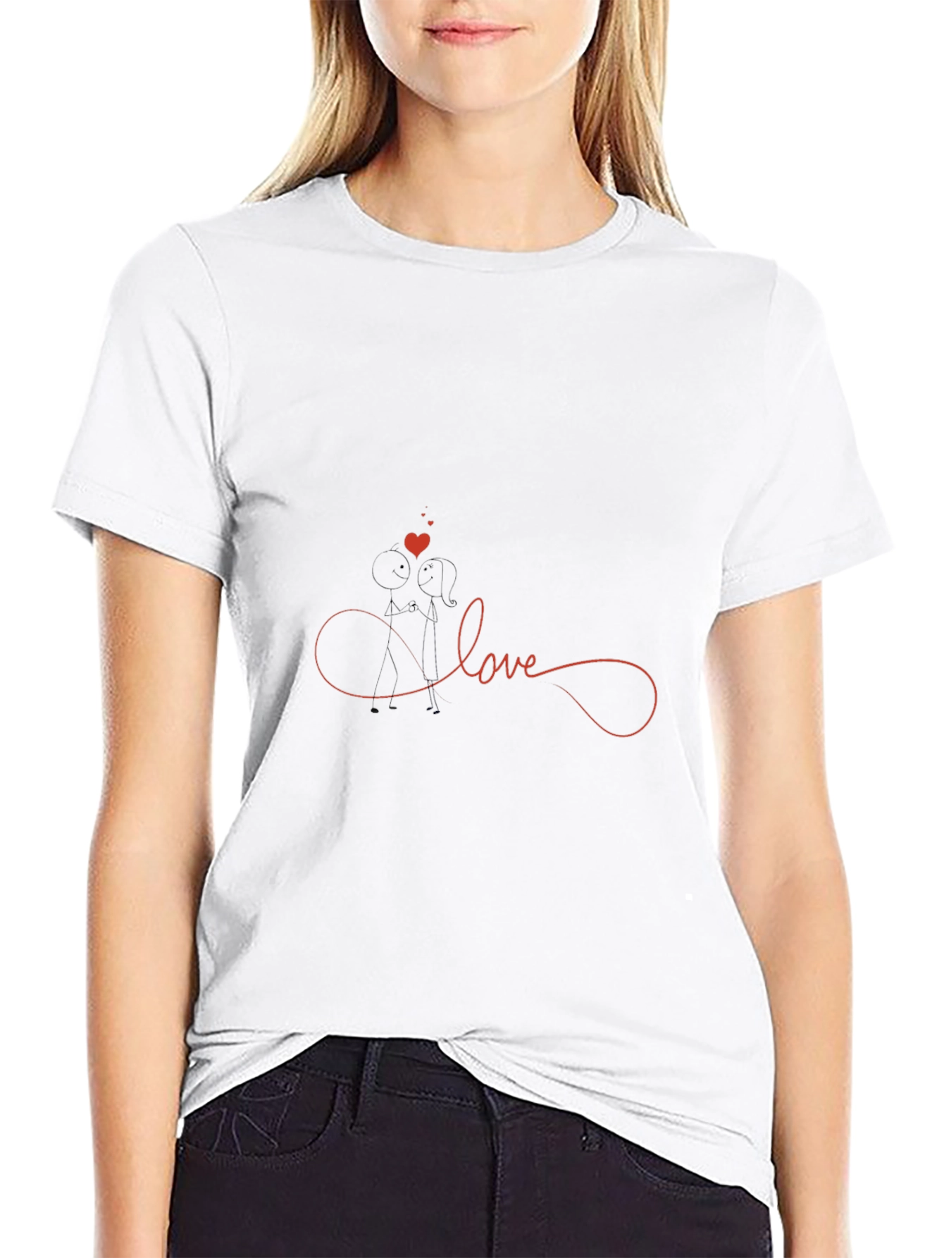 Love Infinity Heart T-Shirt - Black Casual Tee