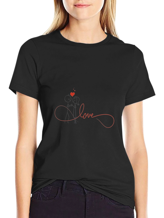 Love Infinity Heart T-Shirt - Black Casual Tee
