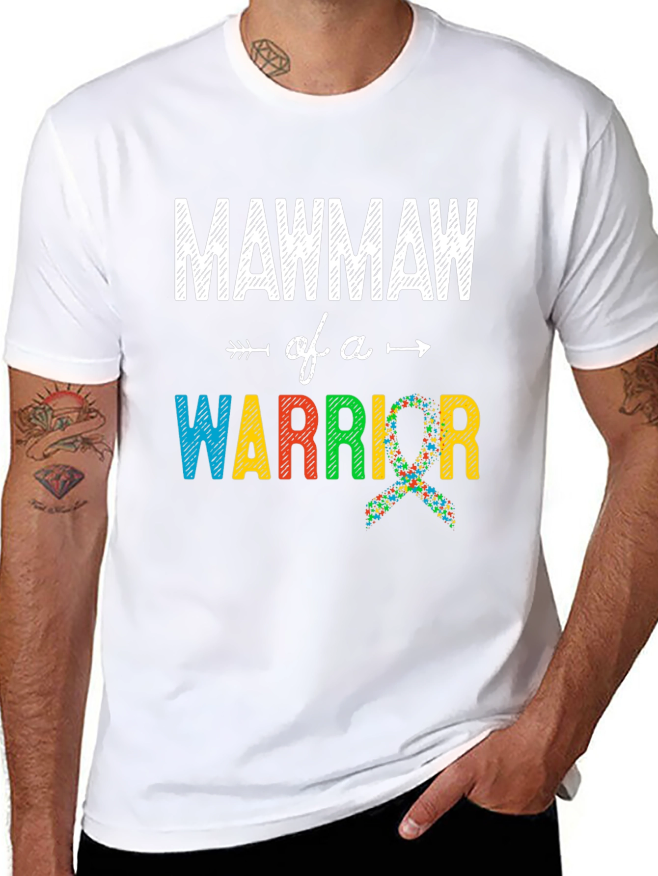Mawmaw of a Warrior Autism Awareness T-Shirt
