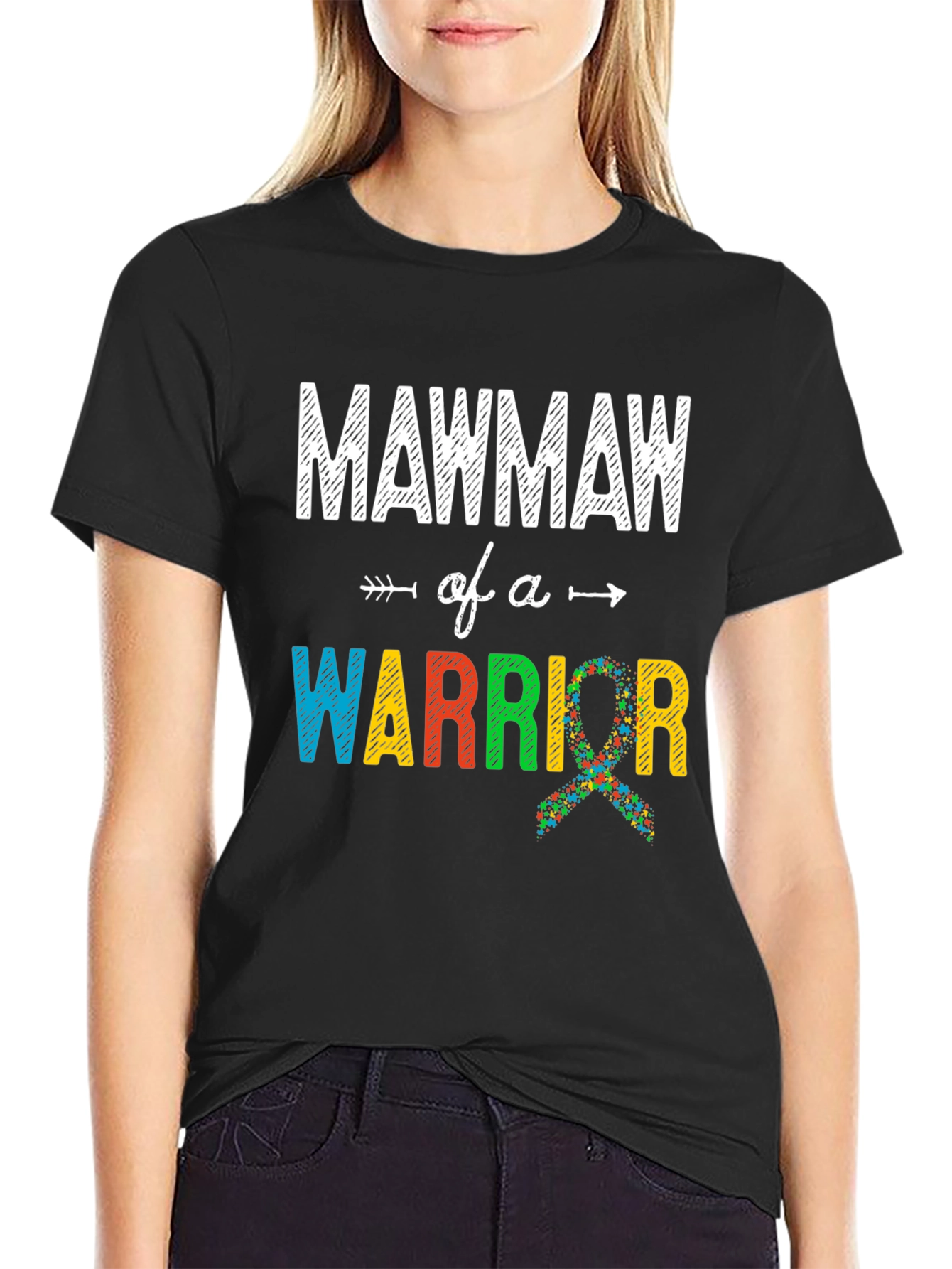 Mawmaw of a Warrior Autism Awareness T-Shirt