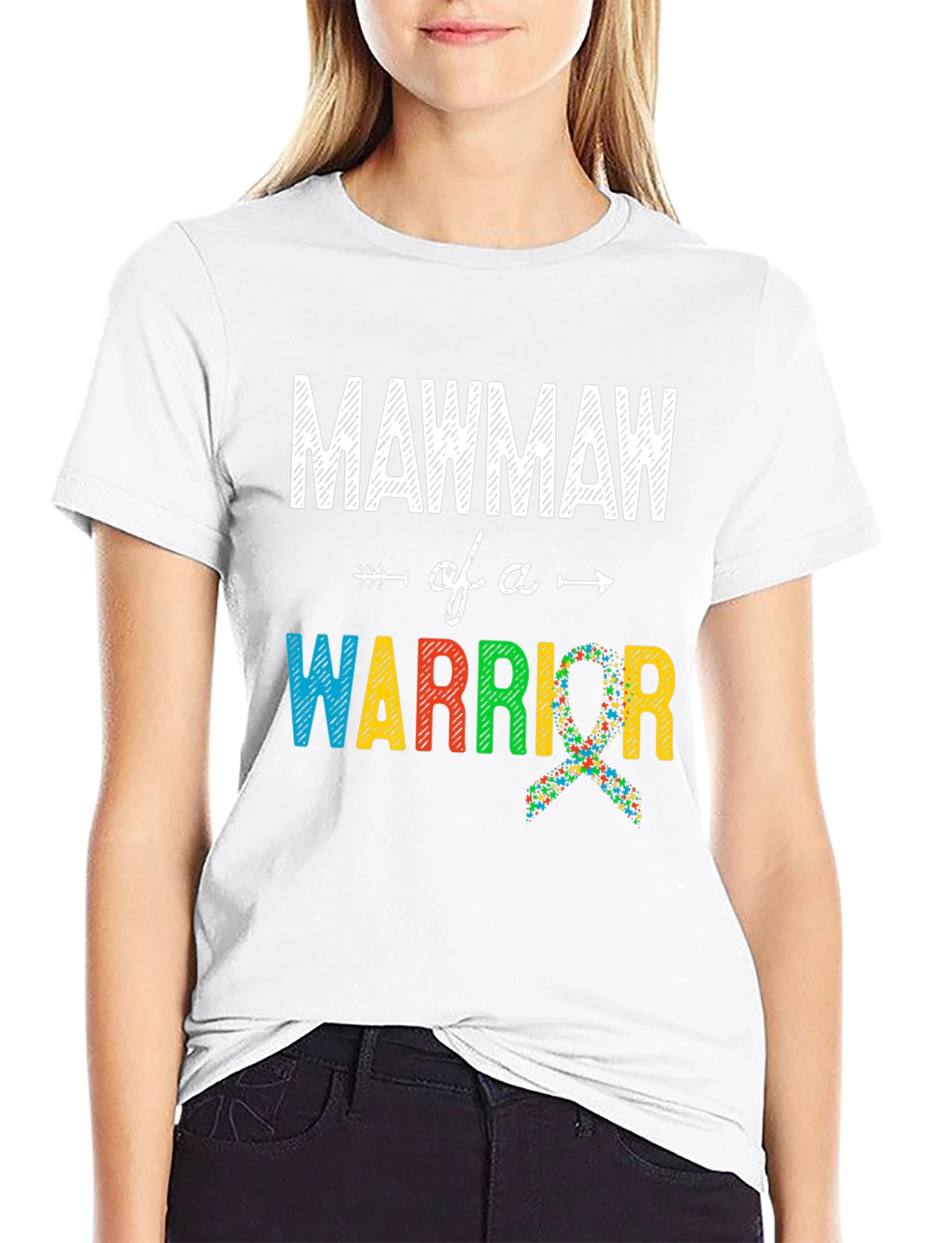 Mawmaw of a Warrior Autism Awareness T-Shirt