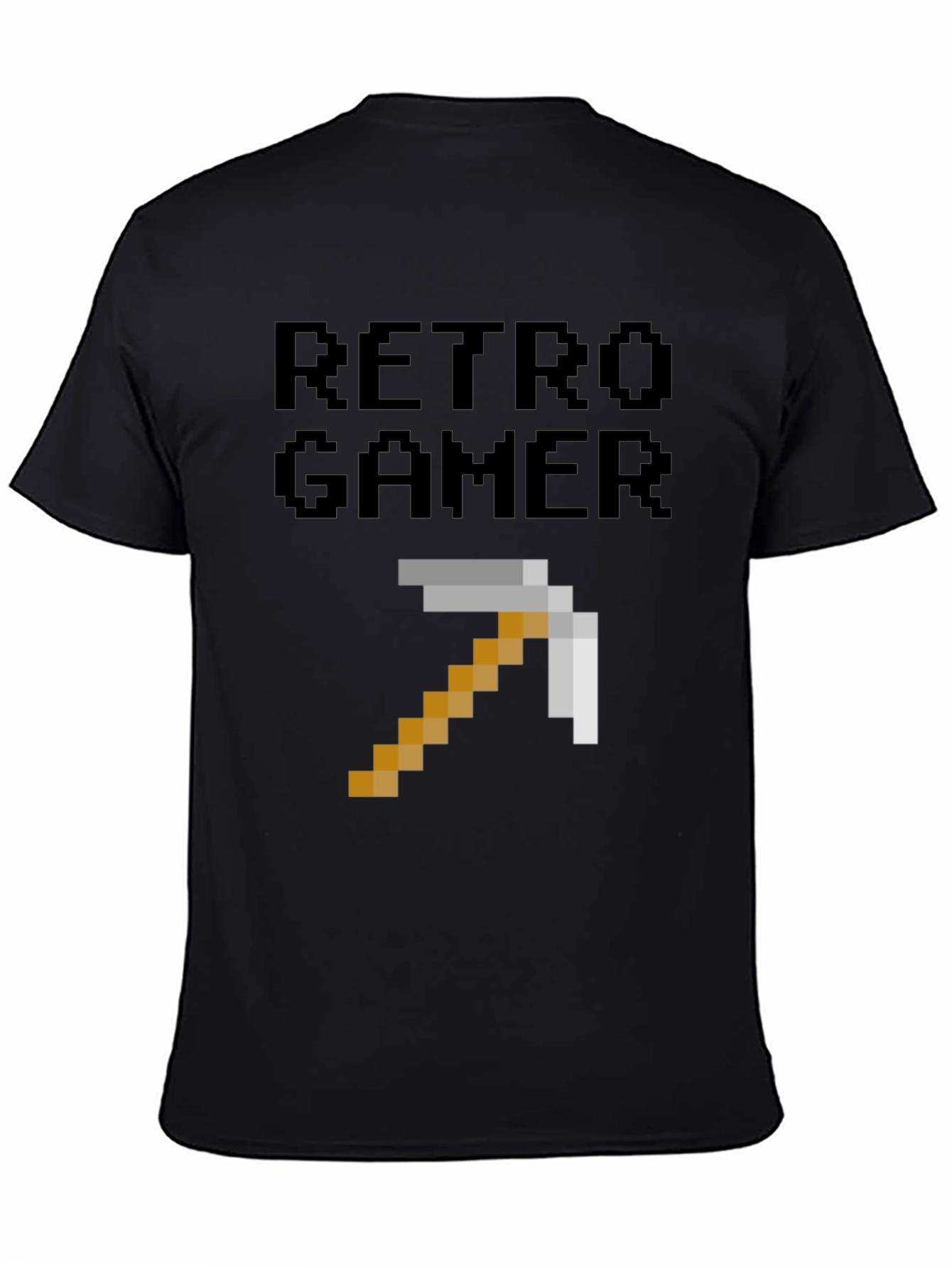 Retro Gamer Pixel Pickaxe T-Shirt - Black