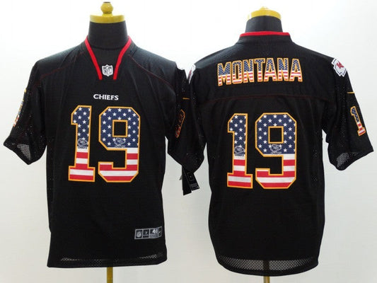 Men's Kansas City Chiefs Joe Montana #19 Black Game Jerseys