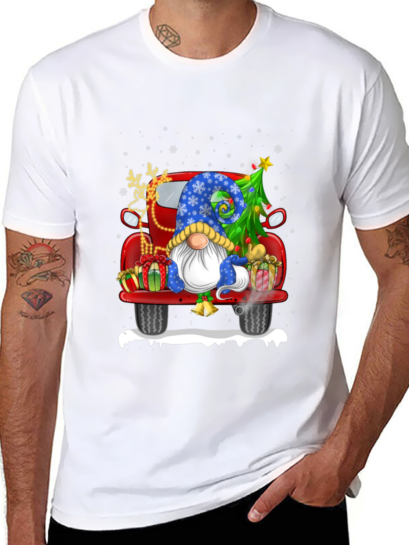 Festive Christmas Gnome Truck T-Shirt