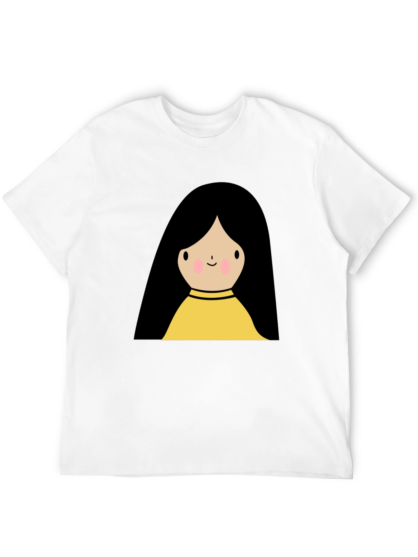 Cute Cartoon Girl Graphic Black T-Shirt