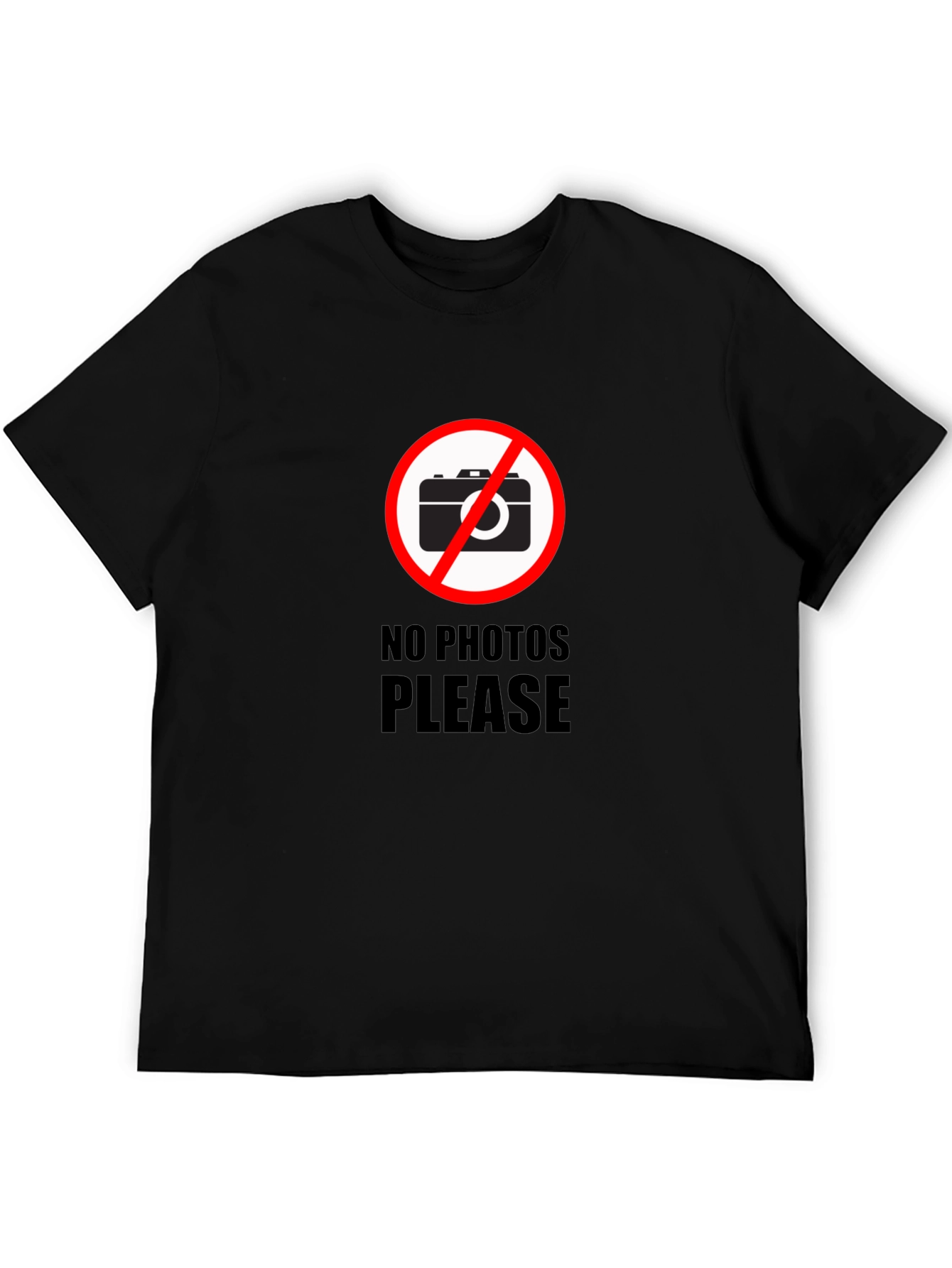 No Photos Please Graphic T-Shirt - Stylish Black Tee