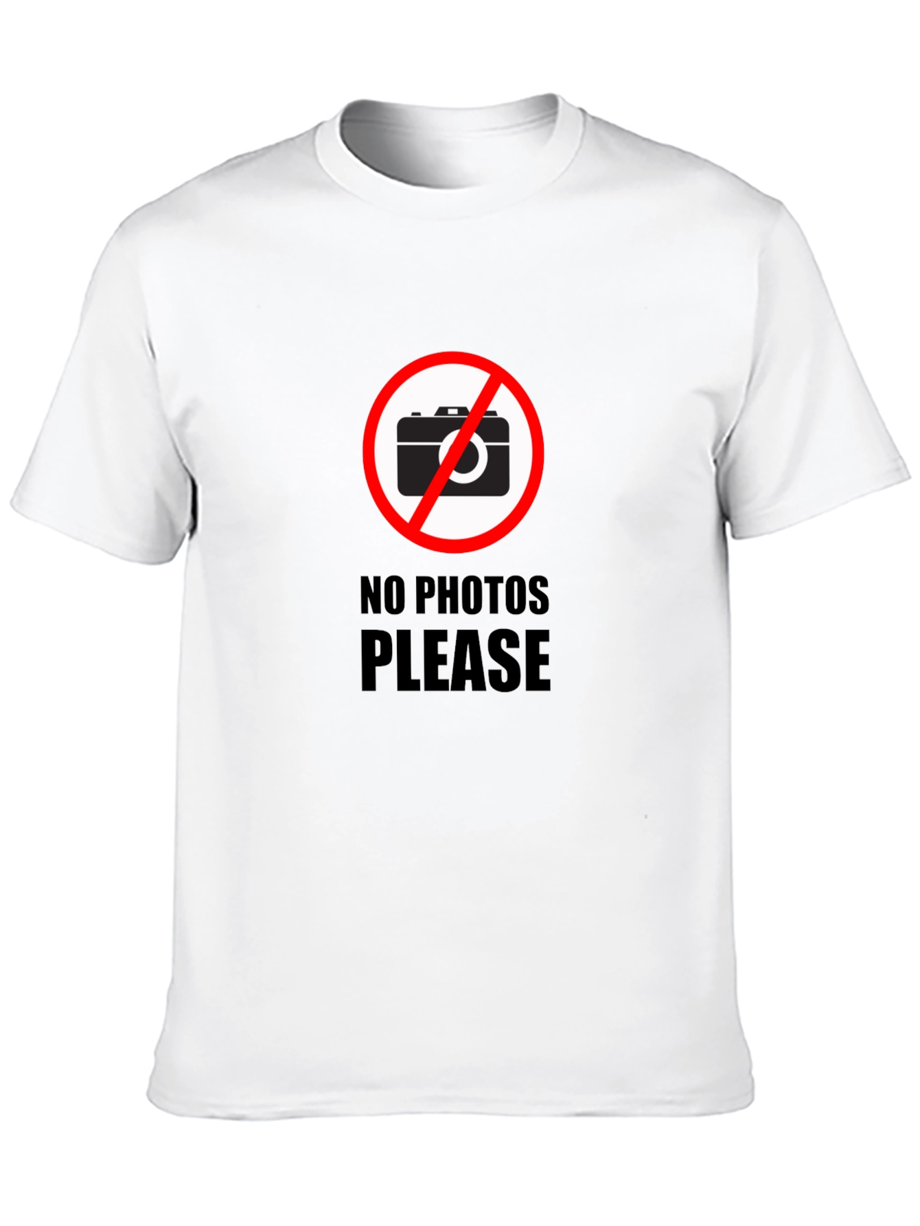 No Photos Please Graphic T-Shirt - Stylish Black Tee