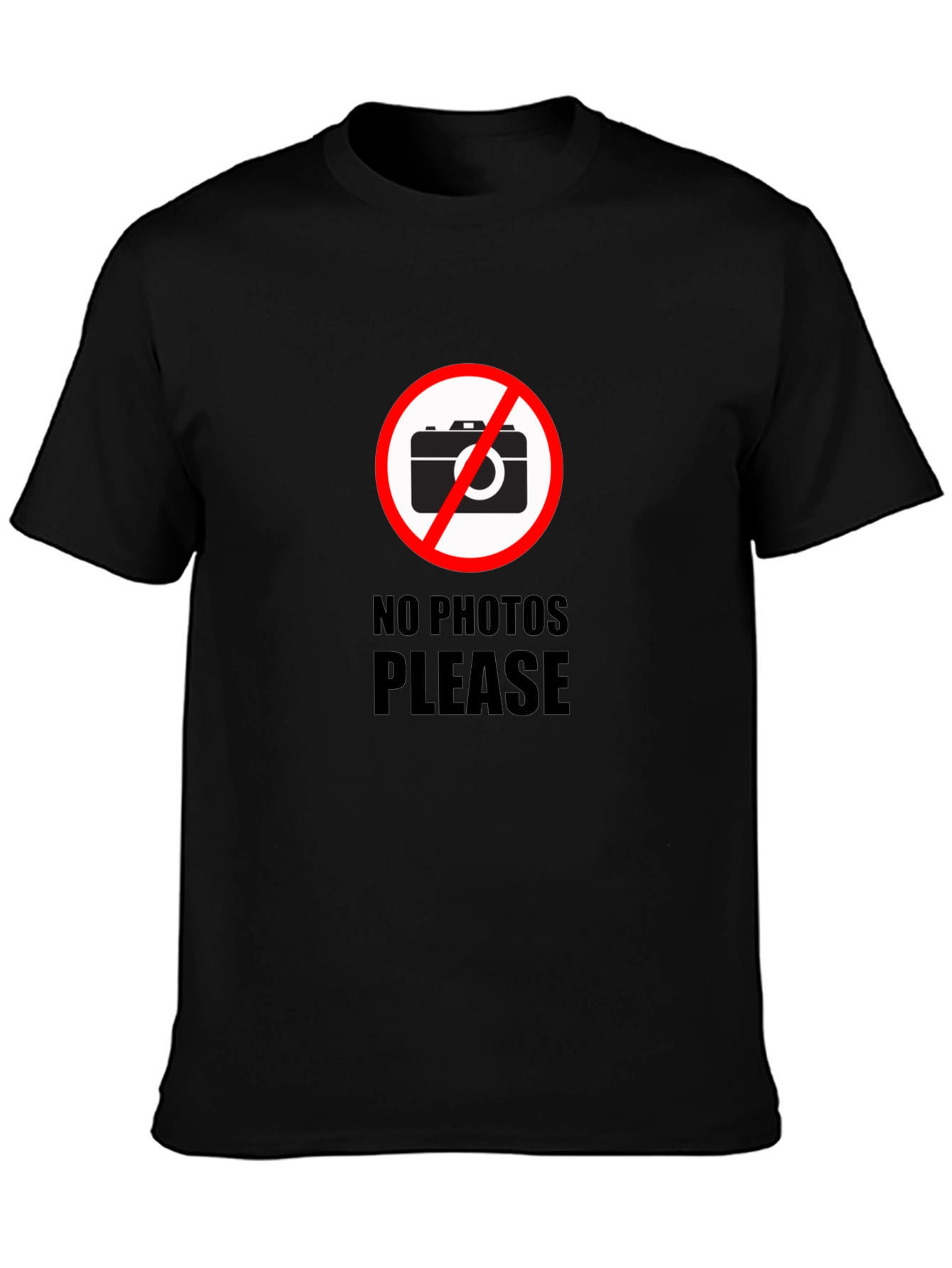 No Photos Please Graphic T-Shirt - Stylish Black Tee