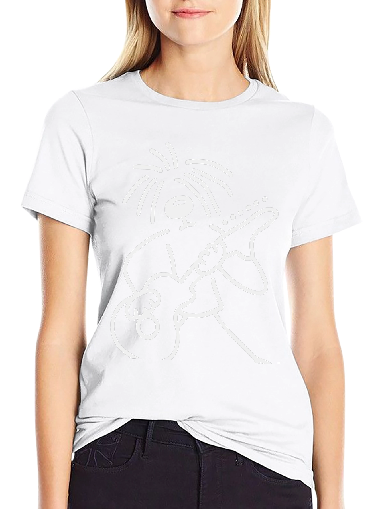 Cool Stick Figure Guitarist Black T-Shirt