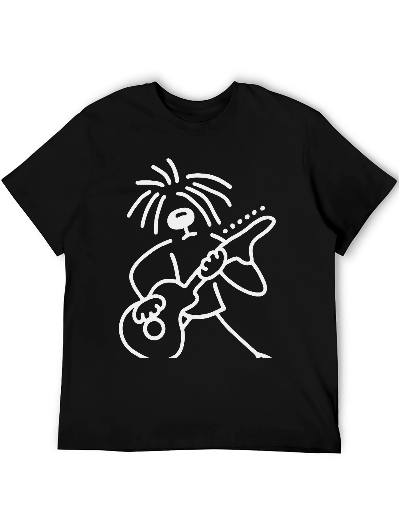 Cool Stick Figure Guitarist Black T-Shirt