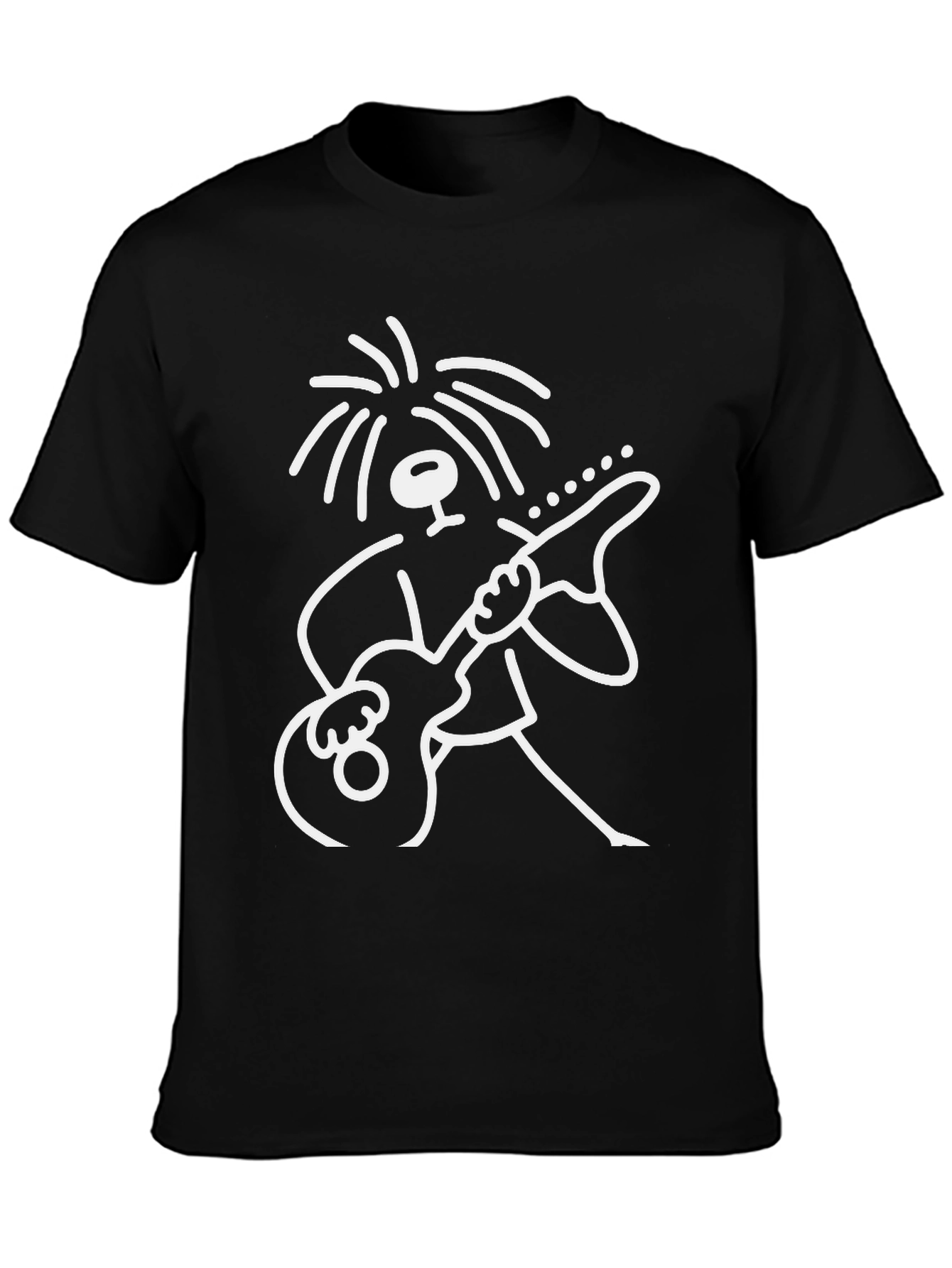 Cool Stick Figure Guitarist Black T-Shirt