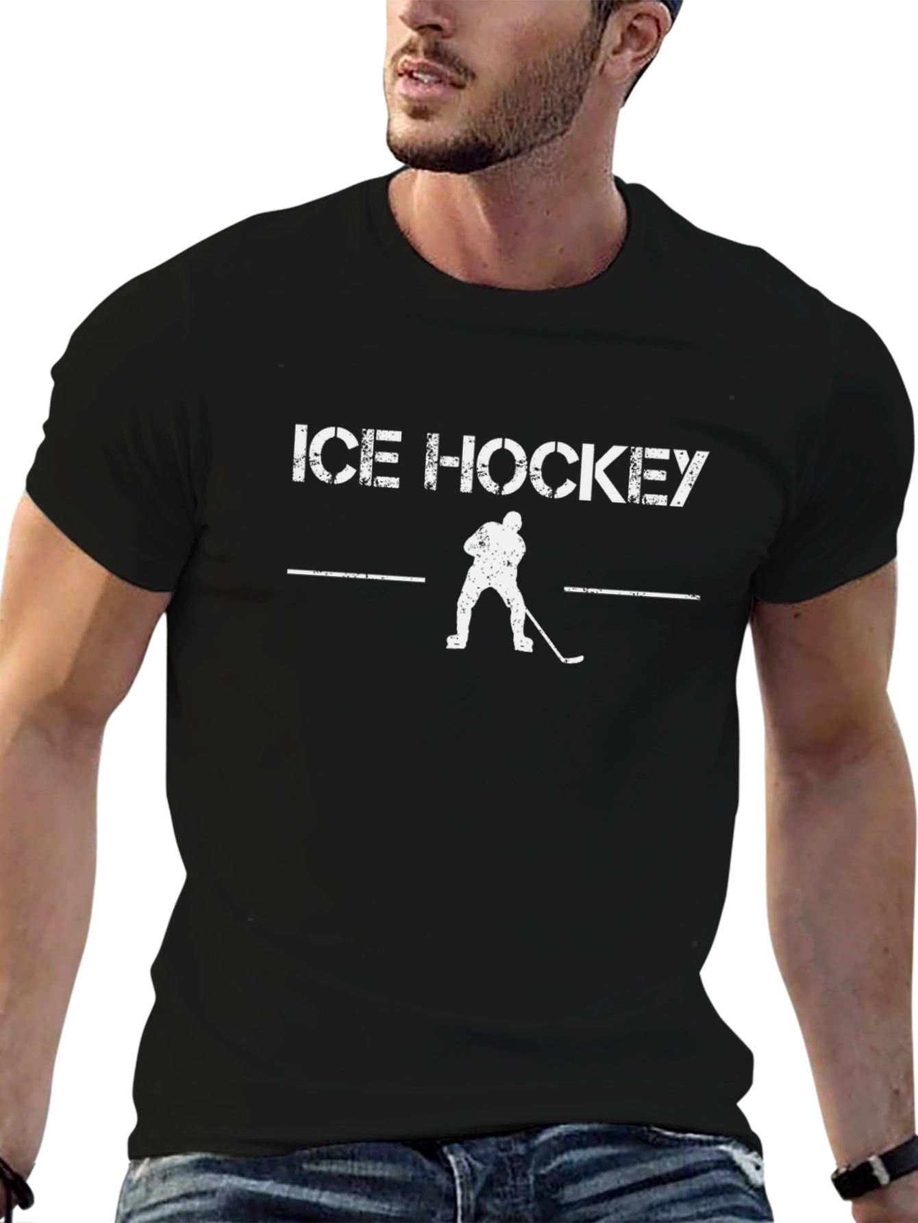 Ice Hockey Graphic Black T-Shirt
