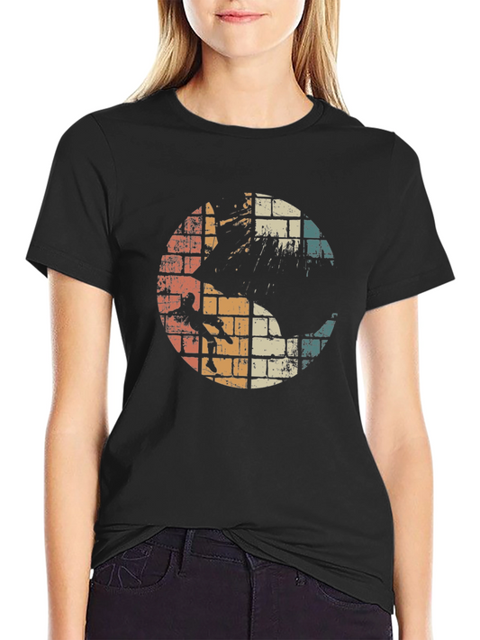 Vintage Rock Climbing Yin Yang Graphic T-Shirt
