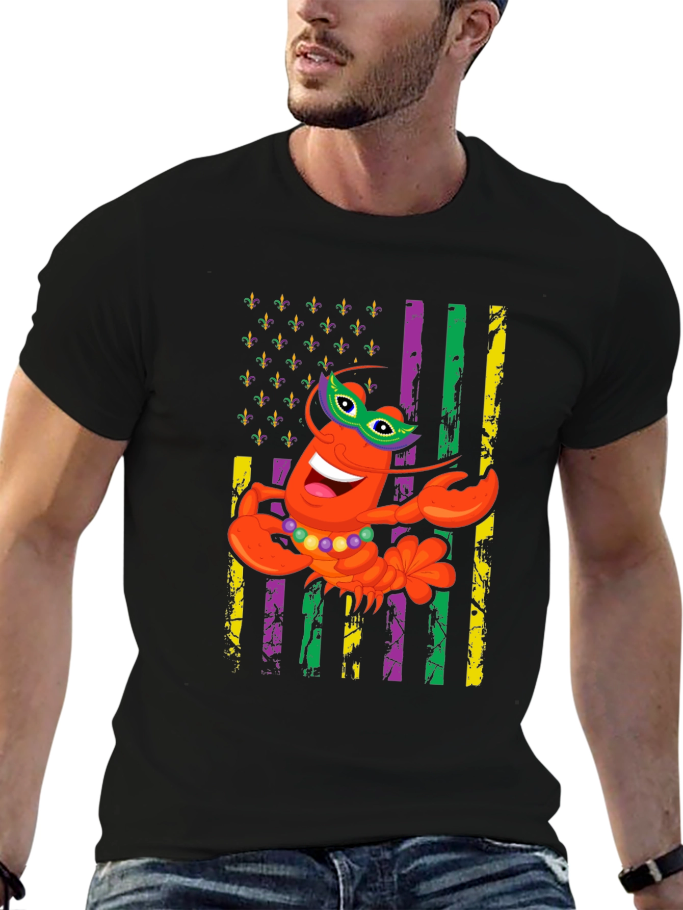 Mardi Gras Lobster Graphic T-Shirt