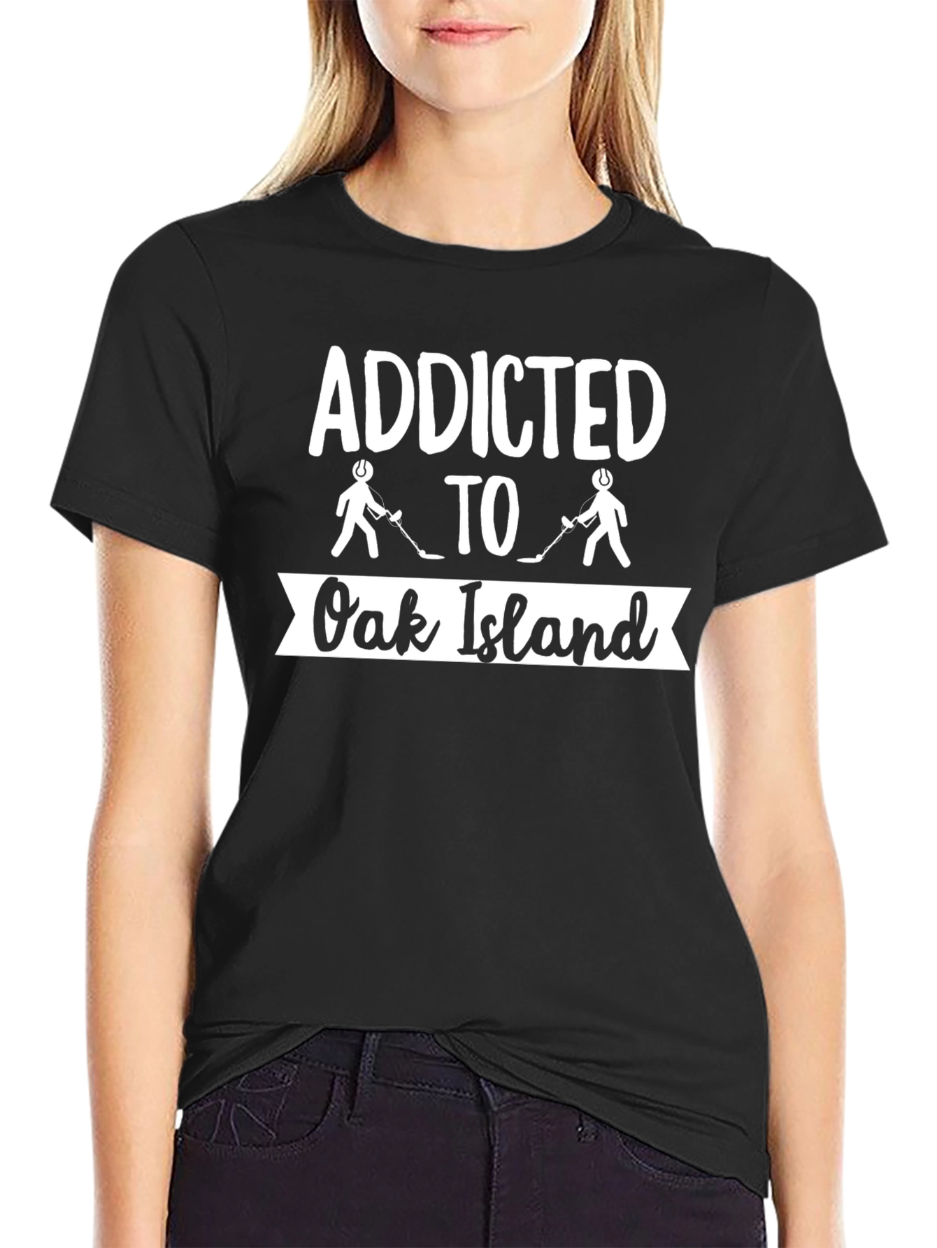 Addicted to Oak Island Hockey Black T-Shirt