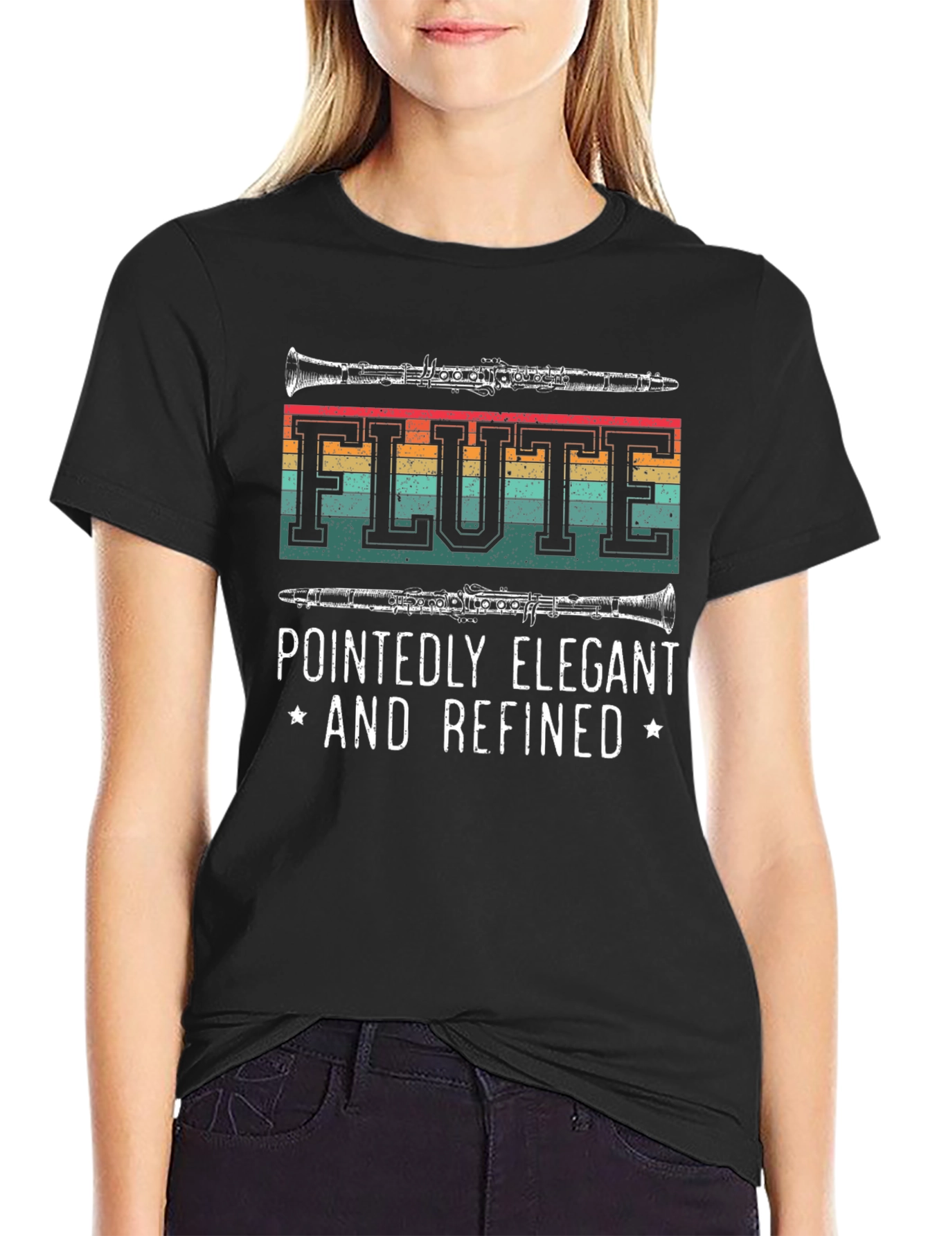 Flute Player T-Shirt - Pointedly Elegant & Refined