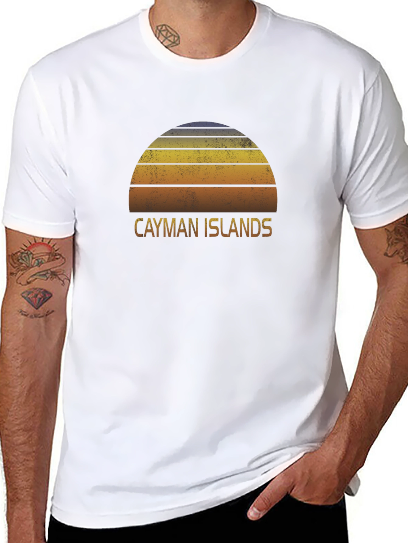 Cayman Islands Sunset Graphic Tee - Retro Style