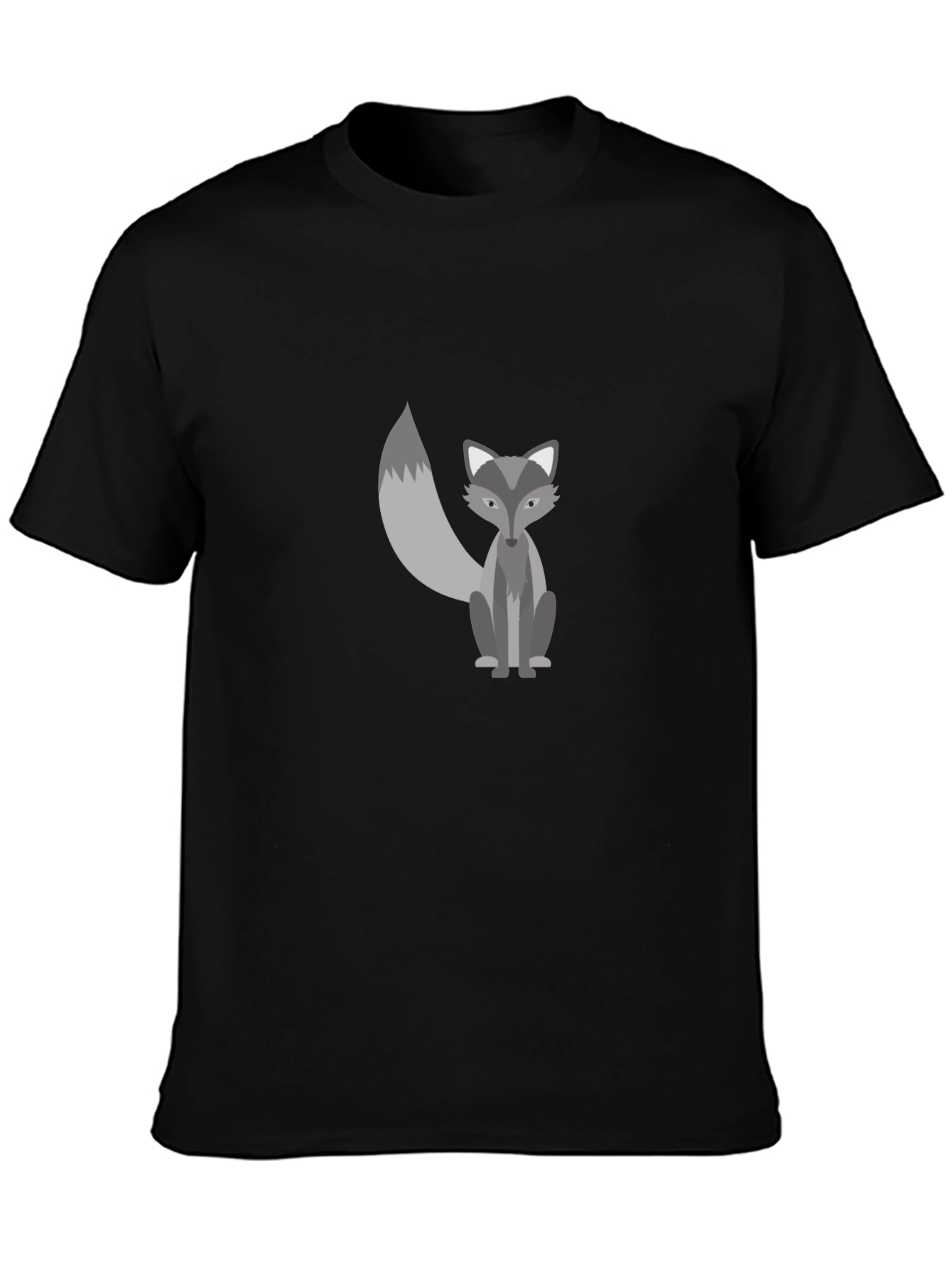 Mens Black Graphic Tee - Cute Fox Design