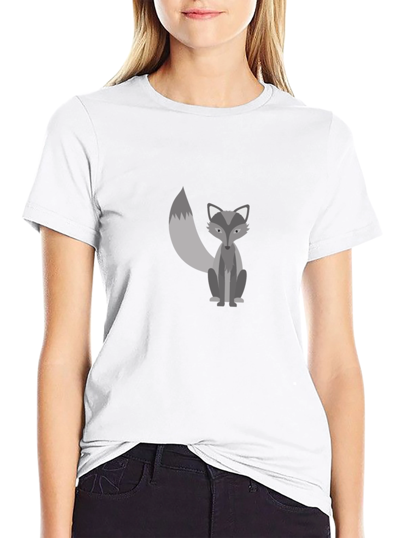 Mens Black Graphic Tee - Cute Fox Design