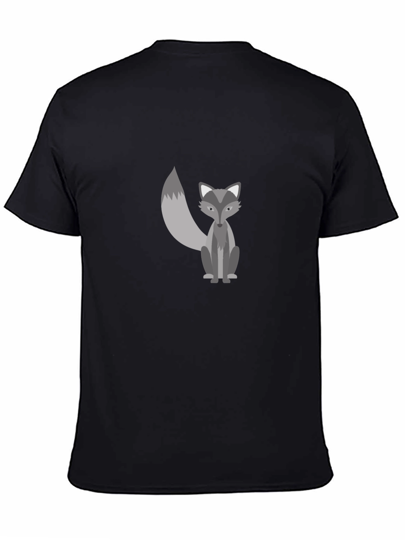 Mens Black Graphic Tee - Cute Fox Design