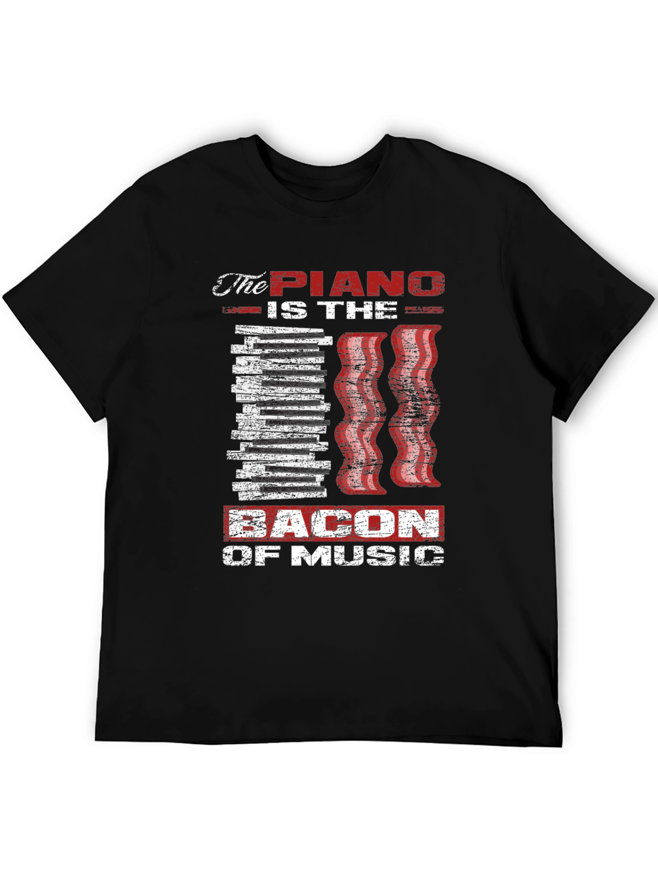 Piano Bacon Music T-Shirt - Musician Gift