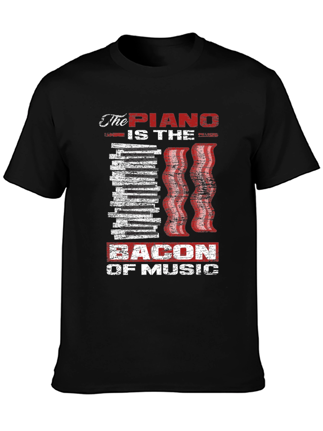 Piano Bacon Music T-Shirt - Musician Gift