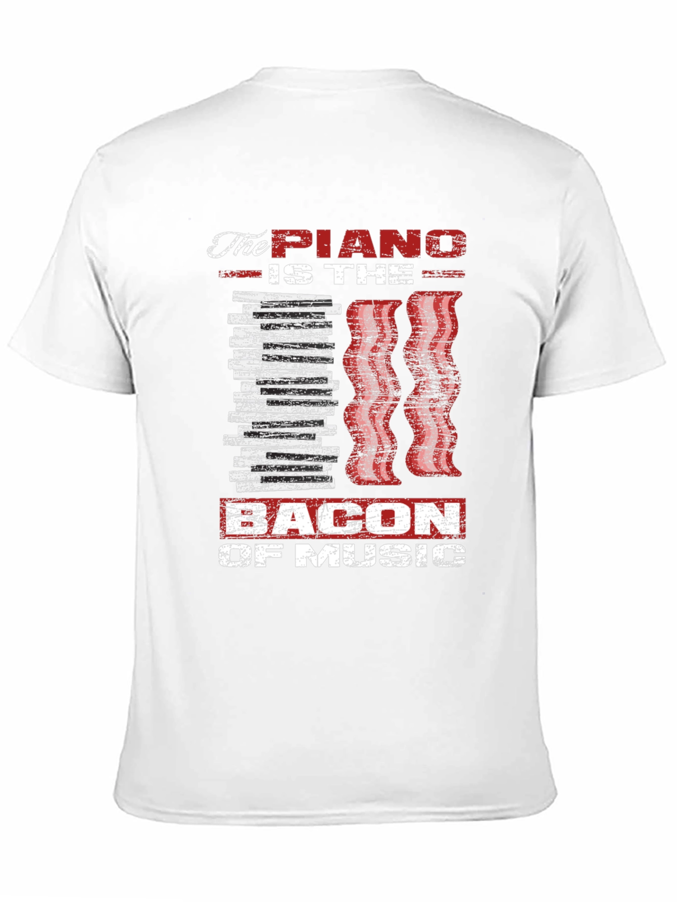 Piano Bacon Music T-Shirt - Musician Gift
